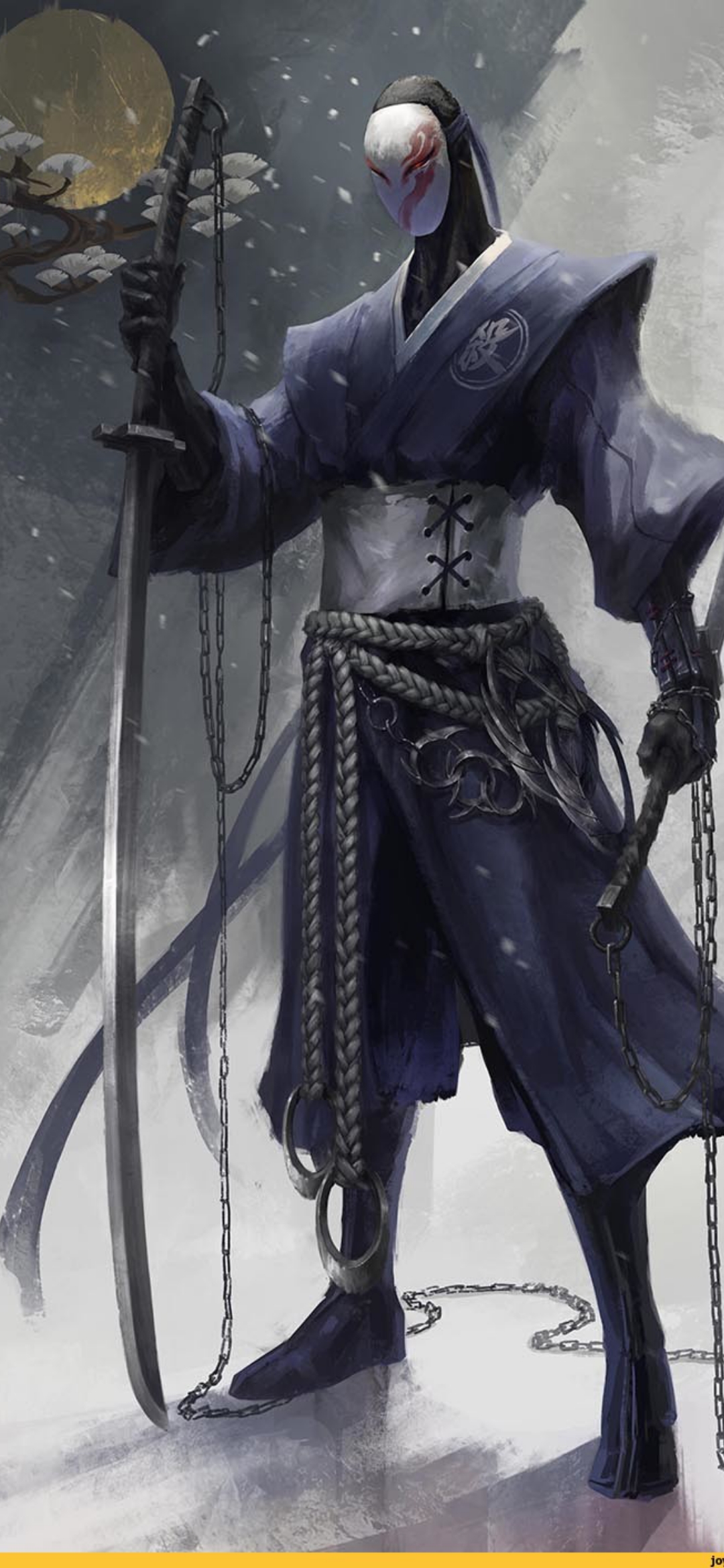 Masked Warrior in Snow - samurai wallpaper for OpersCraft