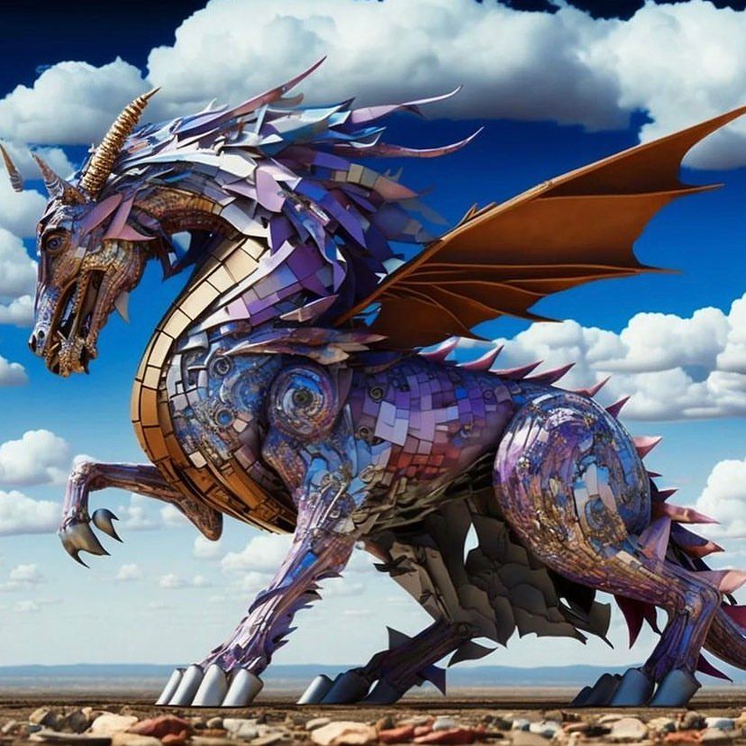 Mechanical Dragon Pegasus Sculpture - steampunk wallpaper for OpersCraft