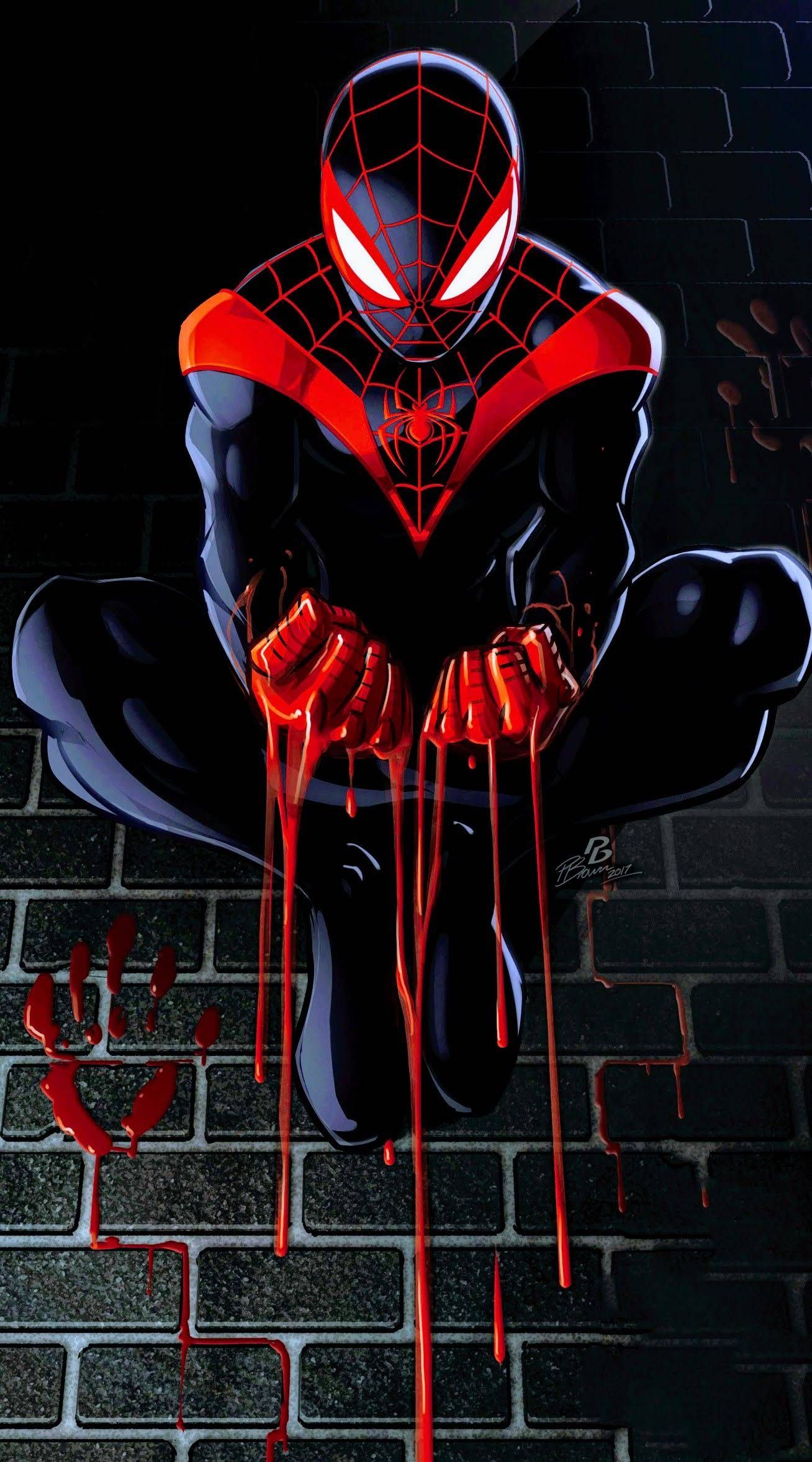 Miles Morales Bloody Hands - spider-man wallpaper for OpersCraft