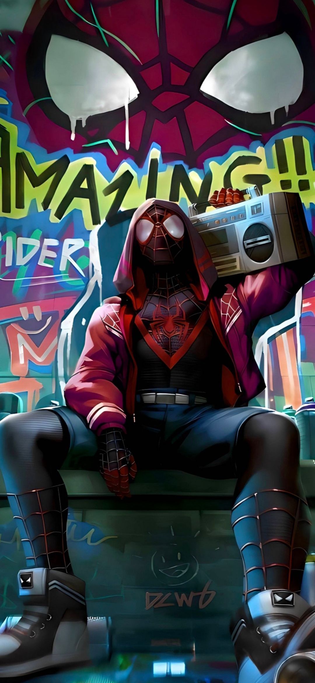 Miles Morales Boombox Vibes - spider-man wallpaper for OpersCraft