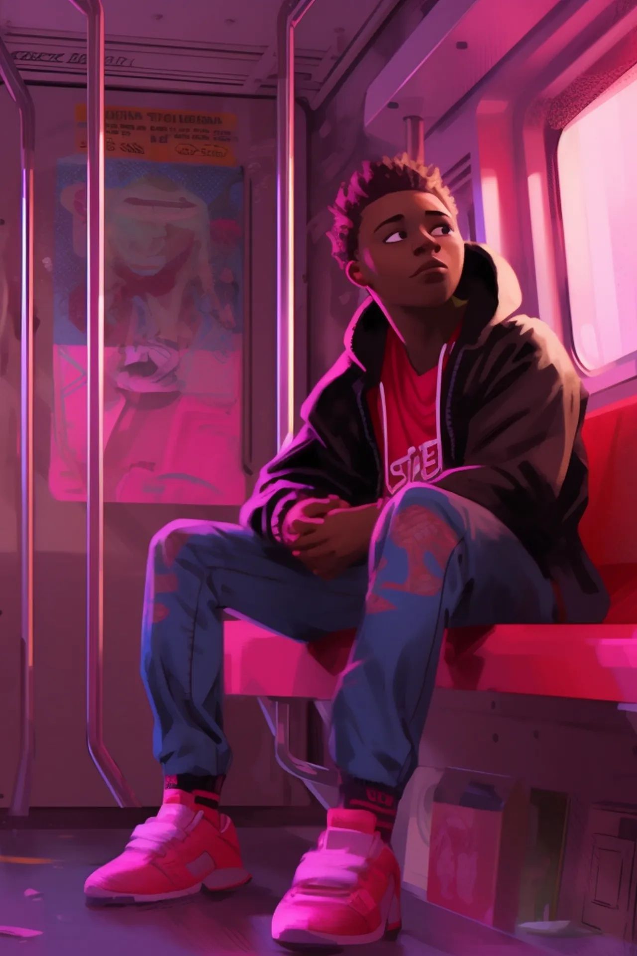 Miles on the Subway - spider-man wallpaper for OpersCraft