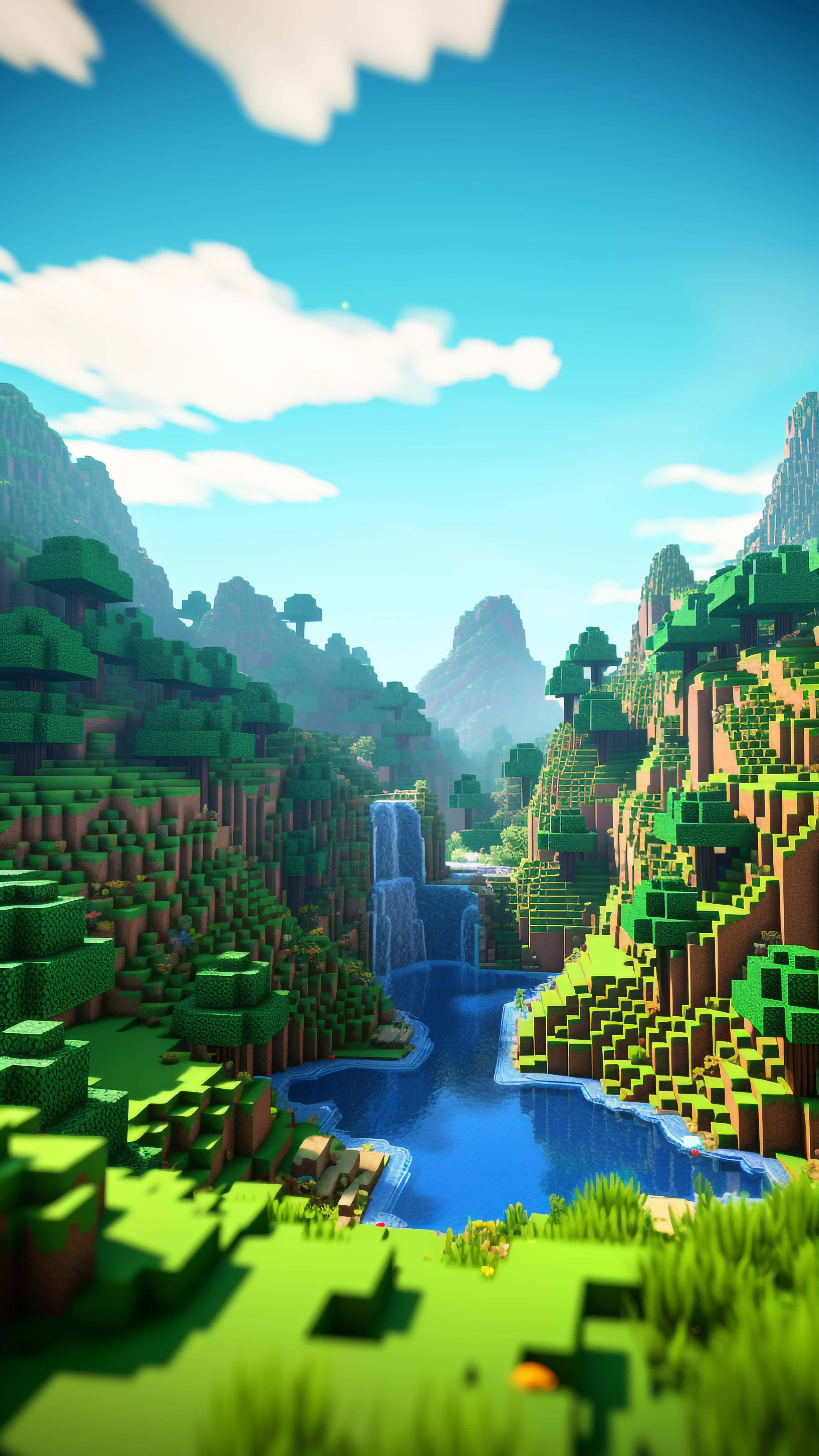 Minecraft Landscape Waterfall - minecraft wallpaper for OpersCraft