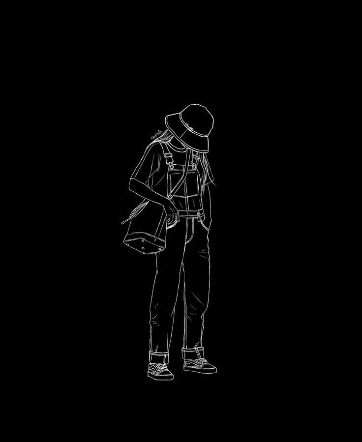 Minimalist Girl Outline - line art wallpaper for OpersCraft