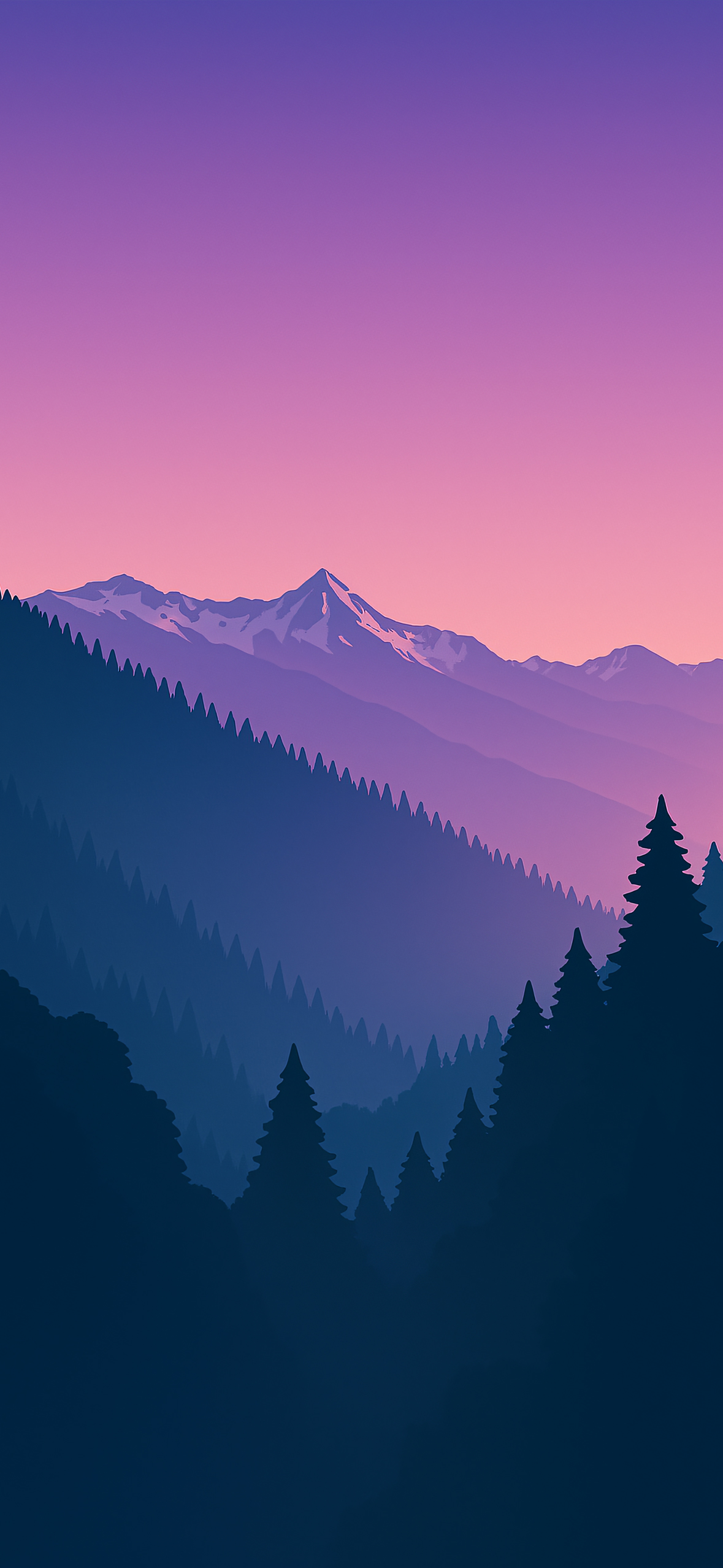 Minimalist Mountain Forest Sunset - minimal wallpaper for OpersCraft