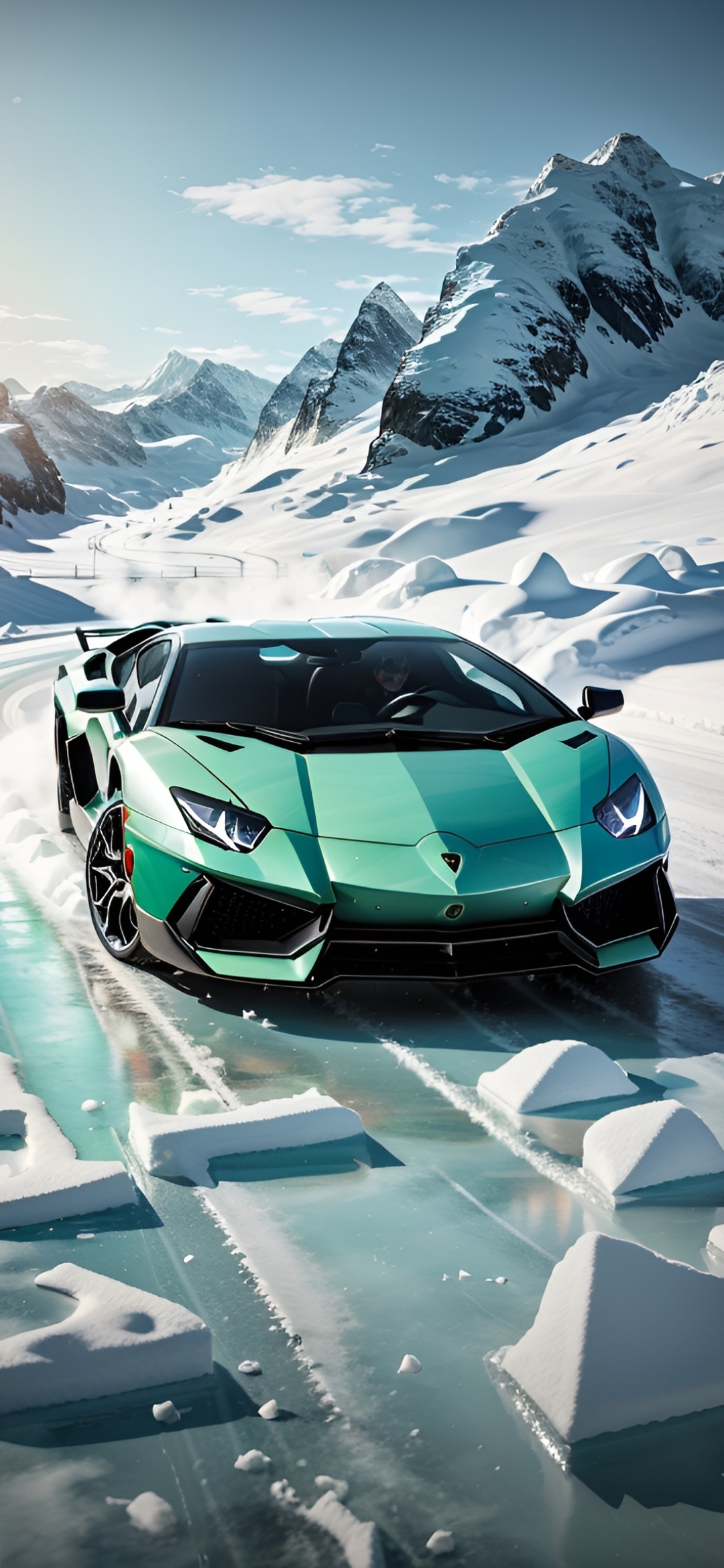 Mint Lamborghini Winter Drive - ferrari wallpaper for OpersCraft