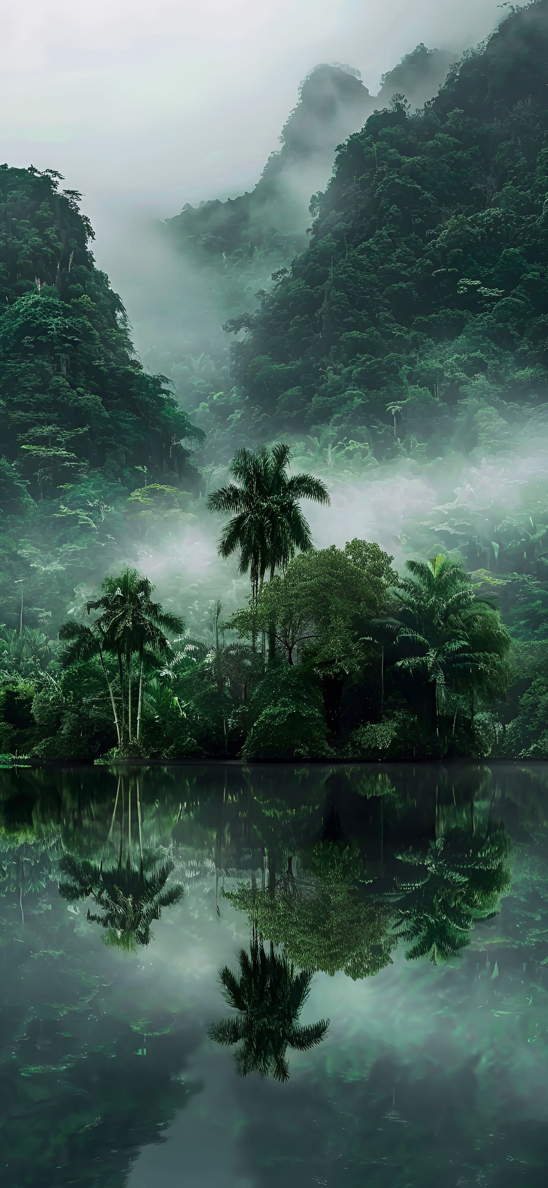 Misty Jungle Lake - landscape wallpaper for OpersCraft