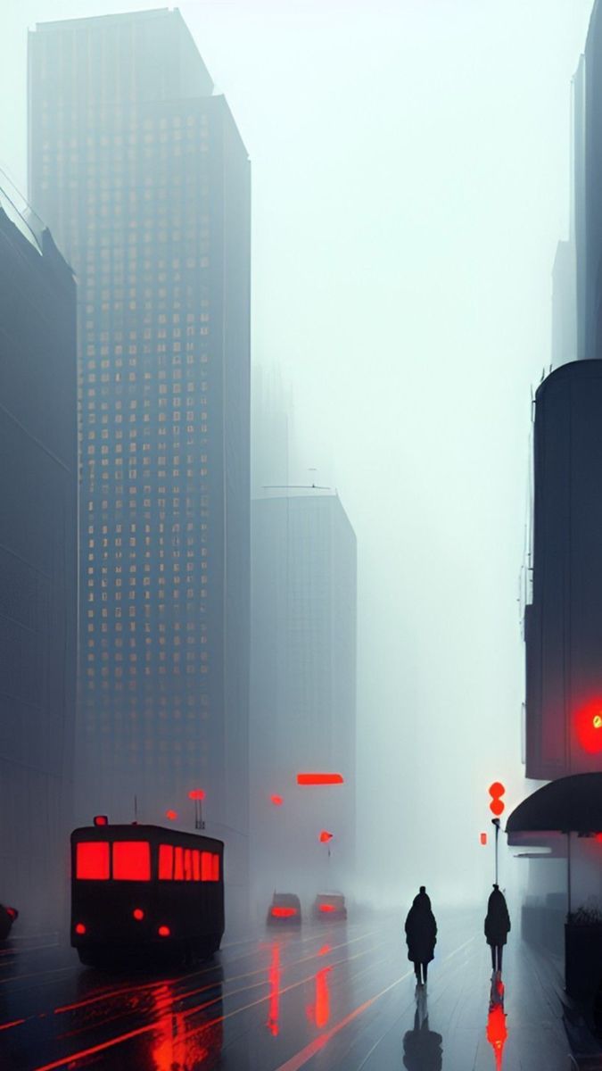 Misty Red Cityscape - city wallpaper for OpersCraft