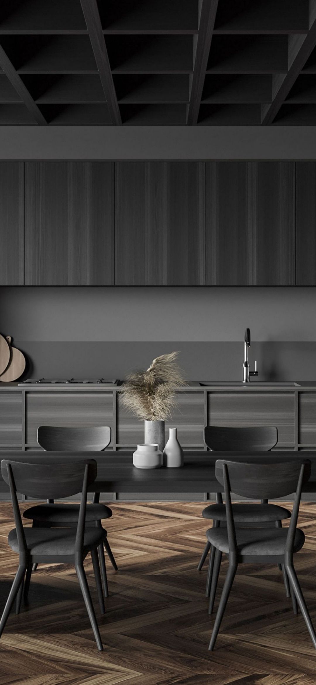 Modern Dark Kitchen Interior - random wallpaper for OpersCraft