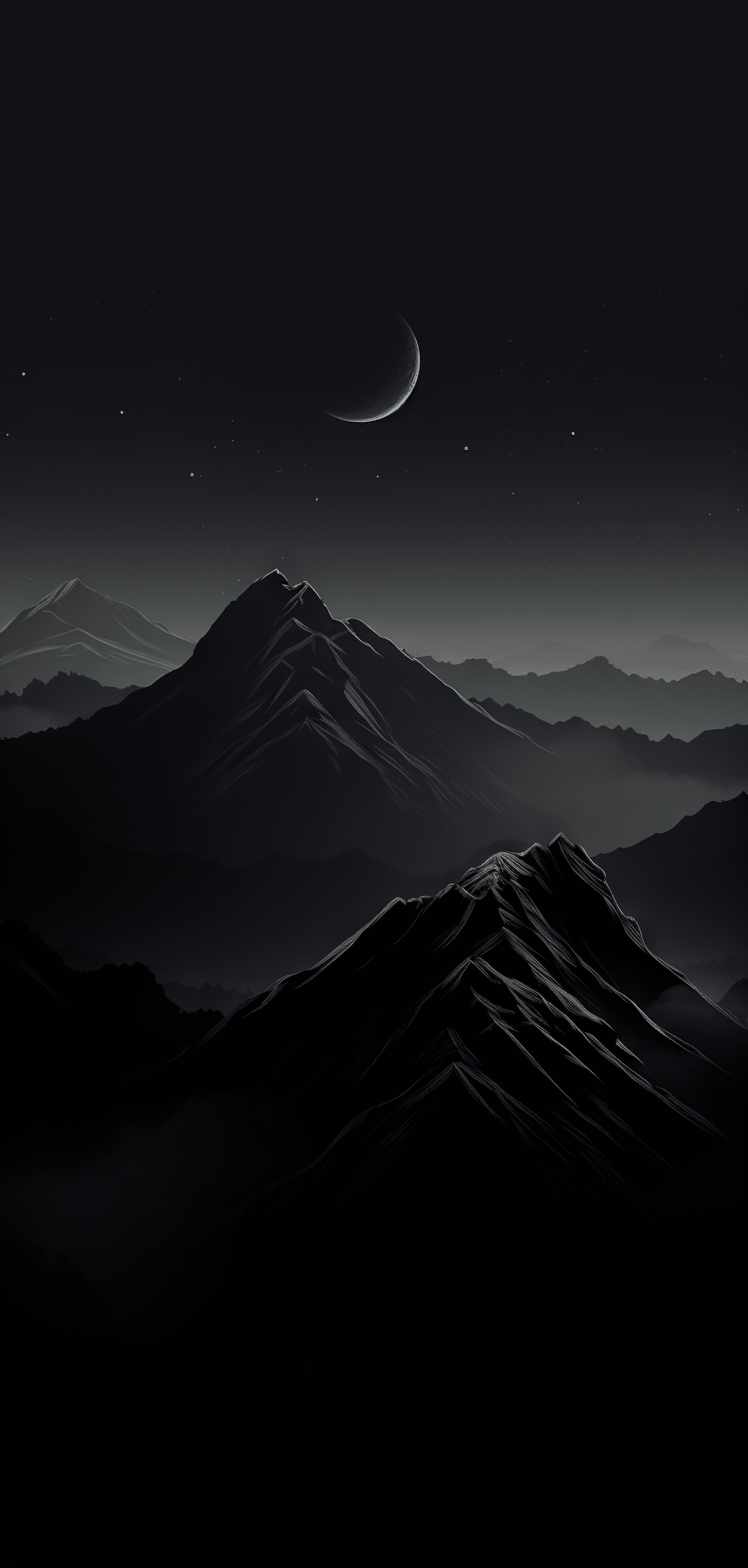 Monochrome Mountain Nightscape - random wallpaper for OpersCraft