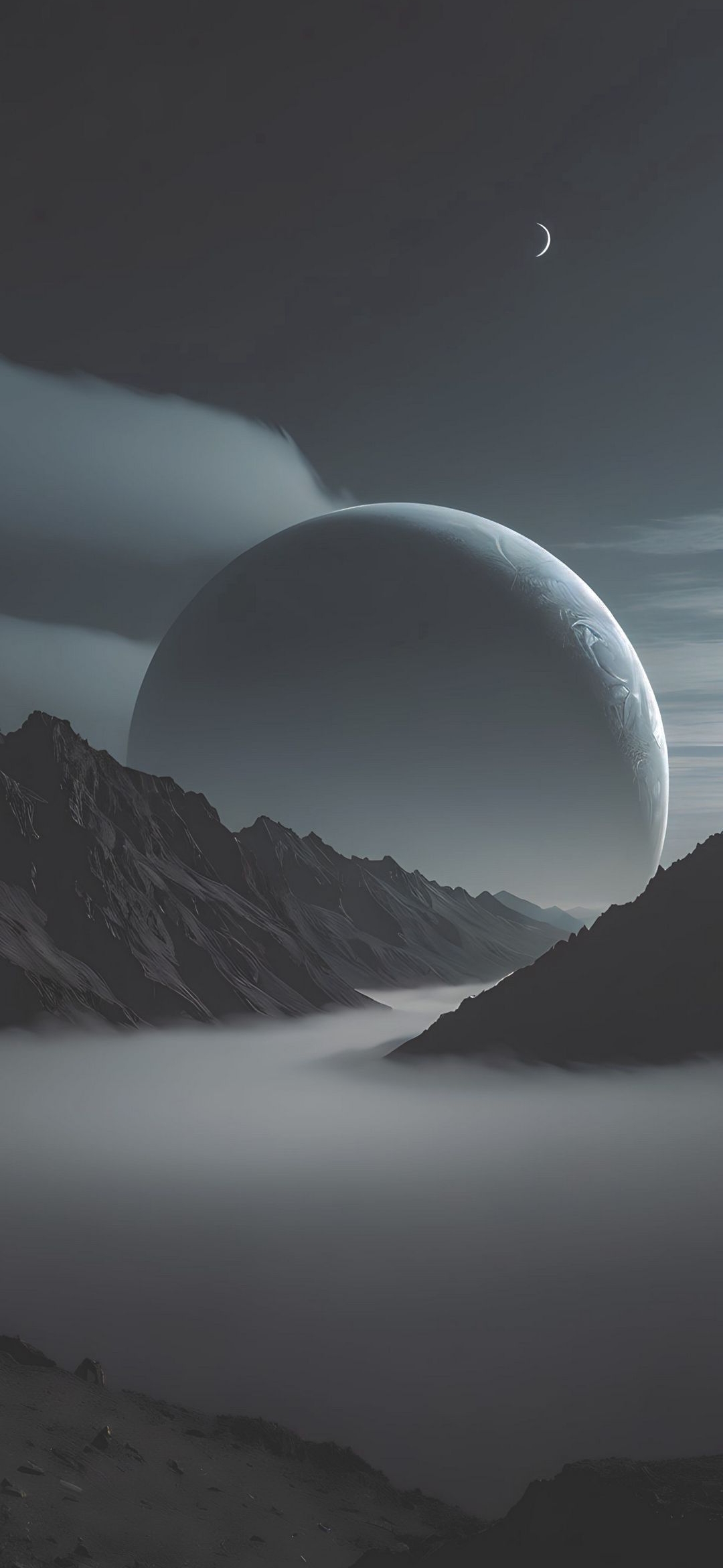 Monochrome Mountain Planetscape - planet wallpaper for OpersCraft