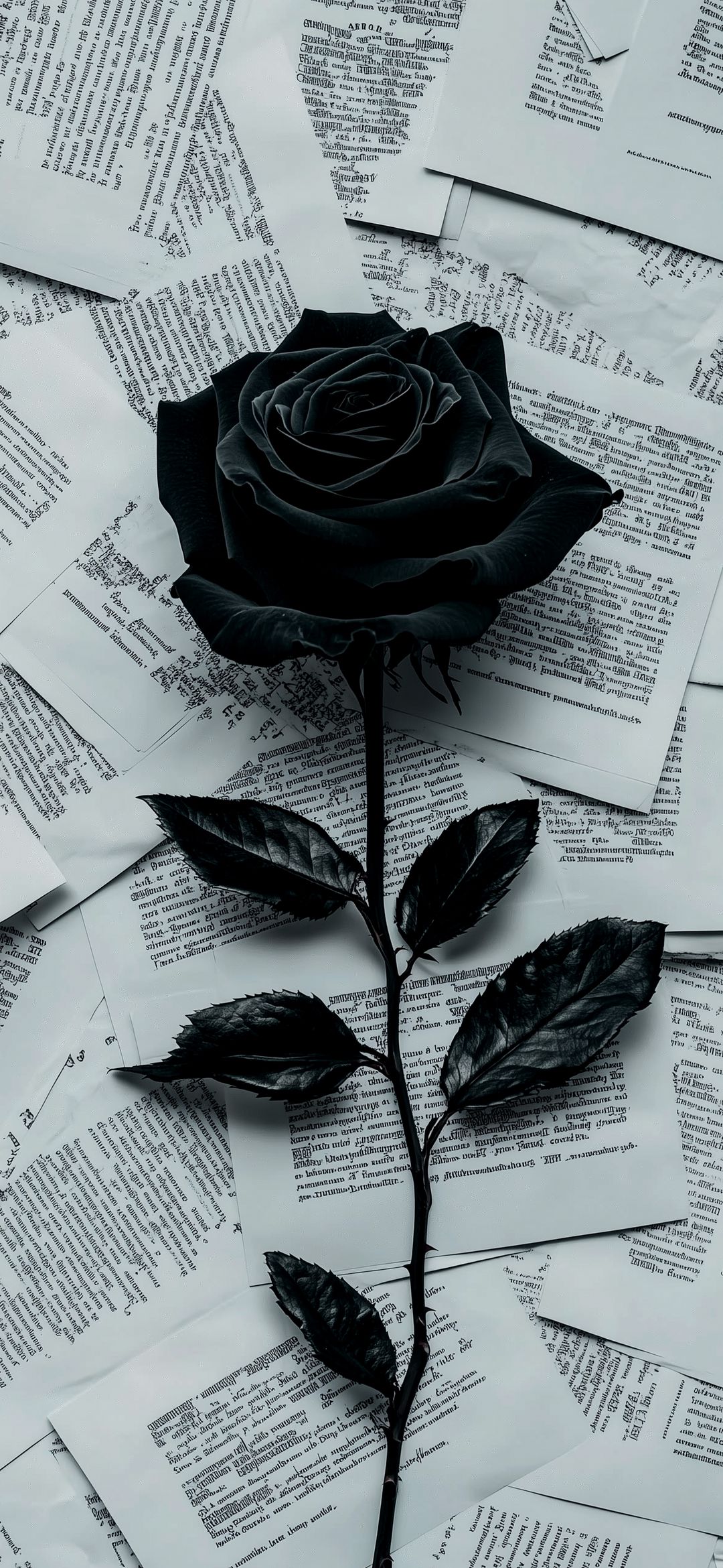 Monochrome Rose on Script - gothic wallpaper for OpersCraft