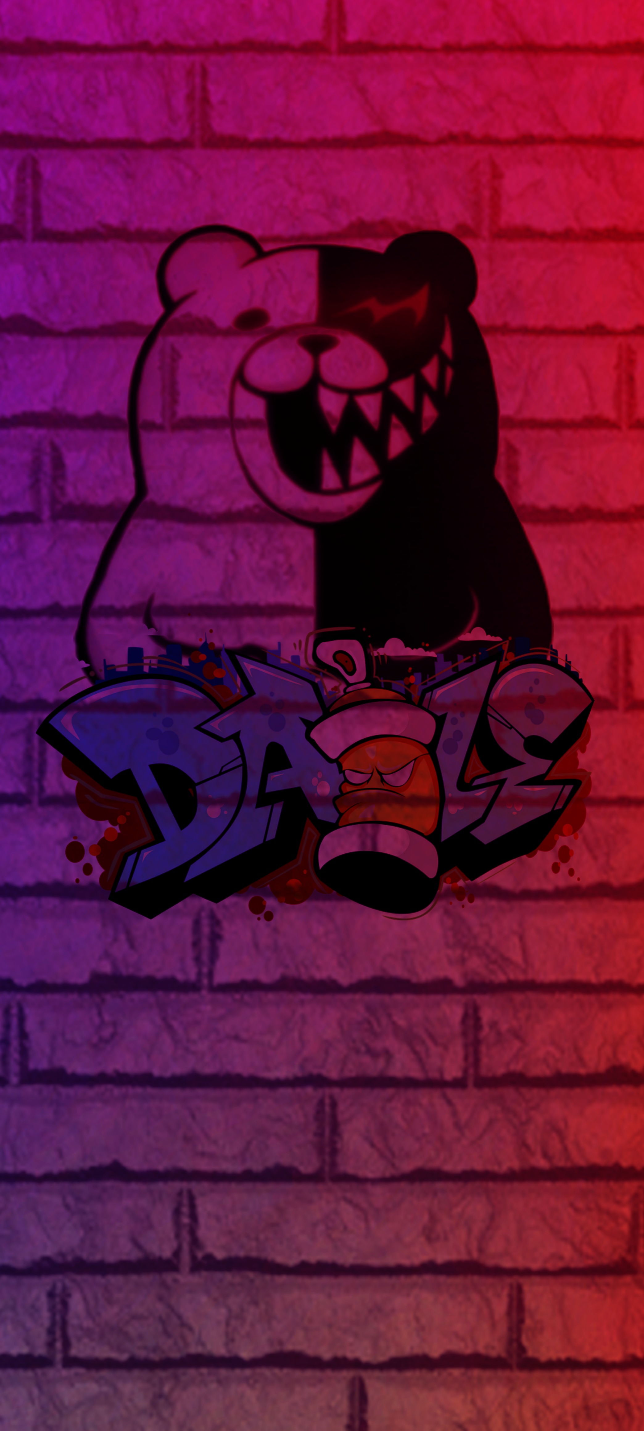 Monokuma Graffiti Brick Wall - cartoon wallpaper for OpersCraft