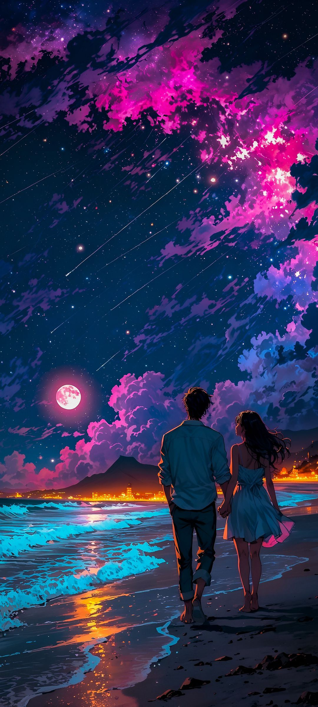 Moonlit Beach Romance - couple wallpaper for OpersCraft