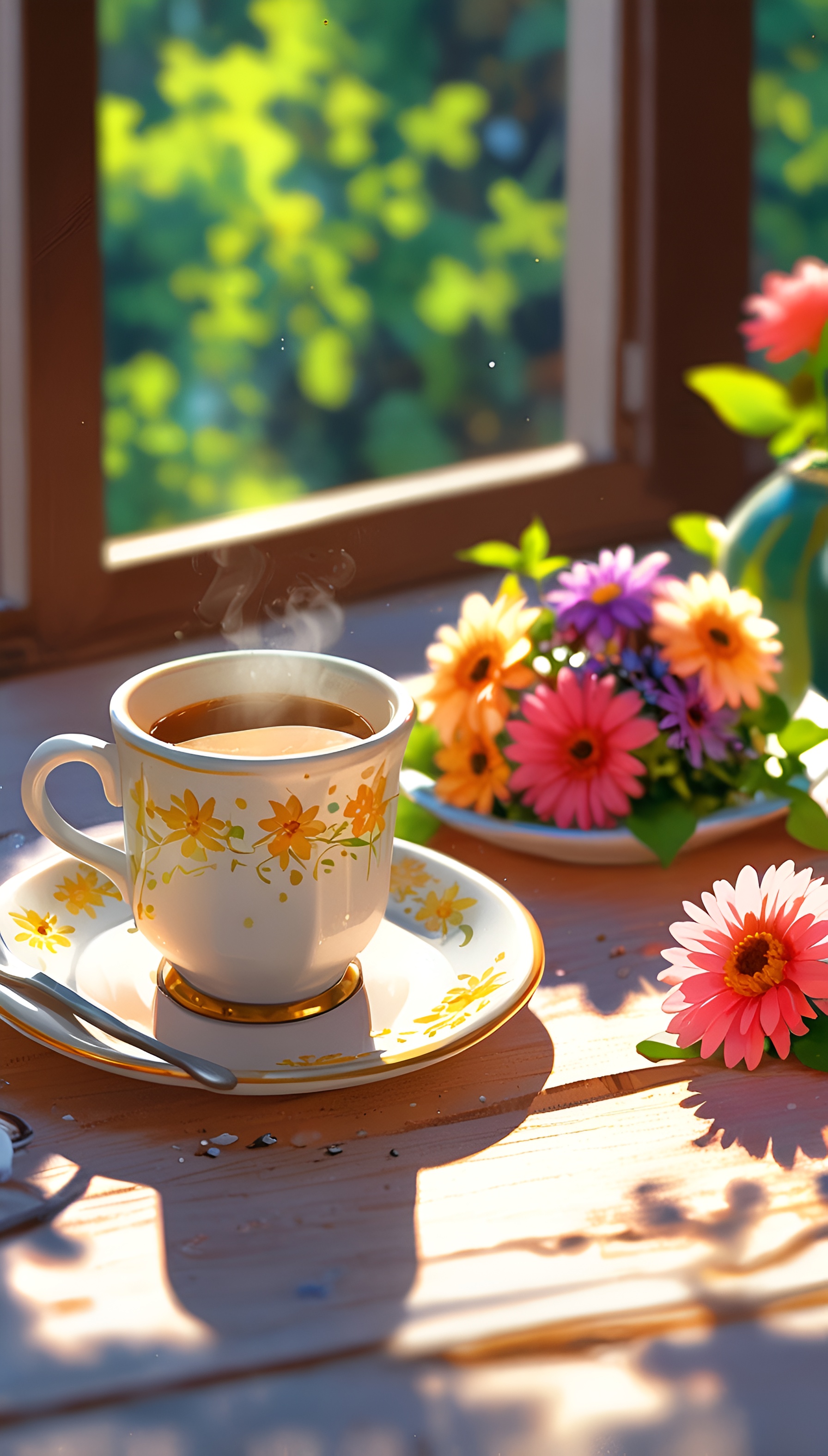 Morning Coffee and Flowers - coffee wallpaper for OpersCraft