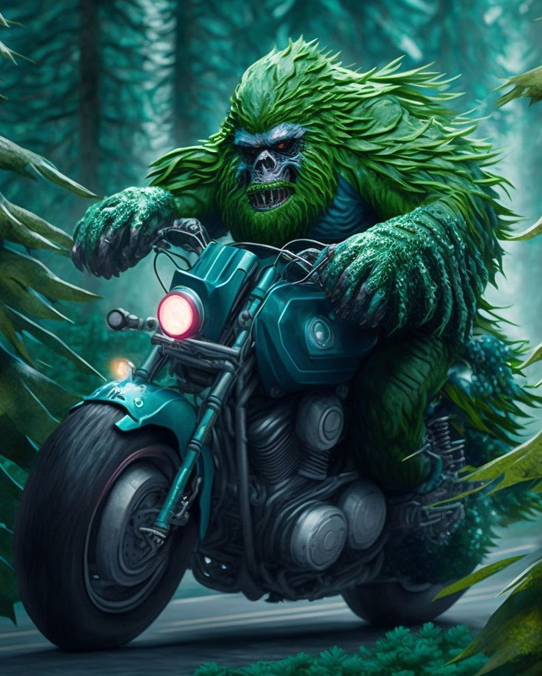 Mossy Bigfoot Motorcycle Ride - monster wallpaper for OpersCraft
