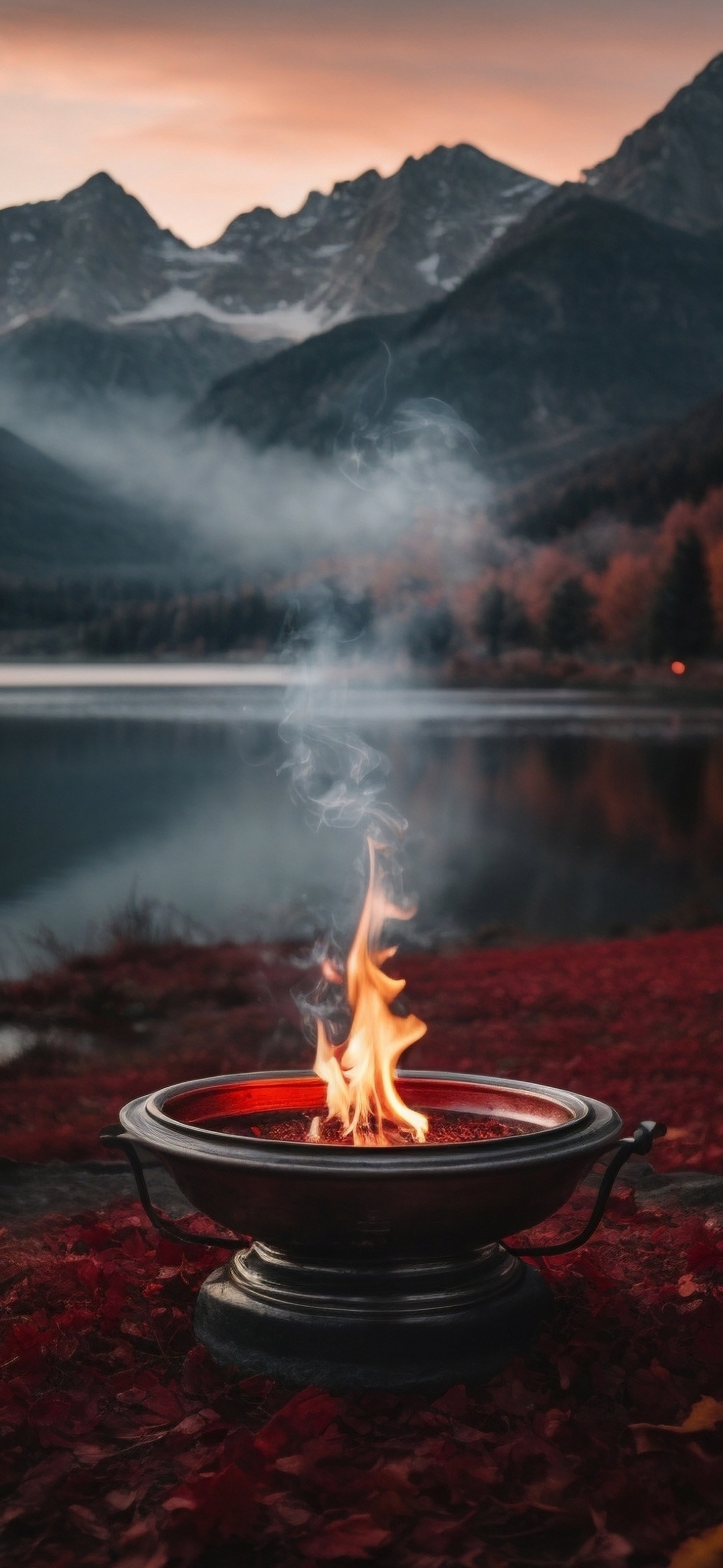 Mountain Lake Fire - landscape wallpaper for OpersCraft