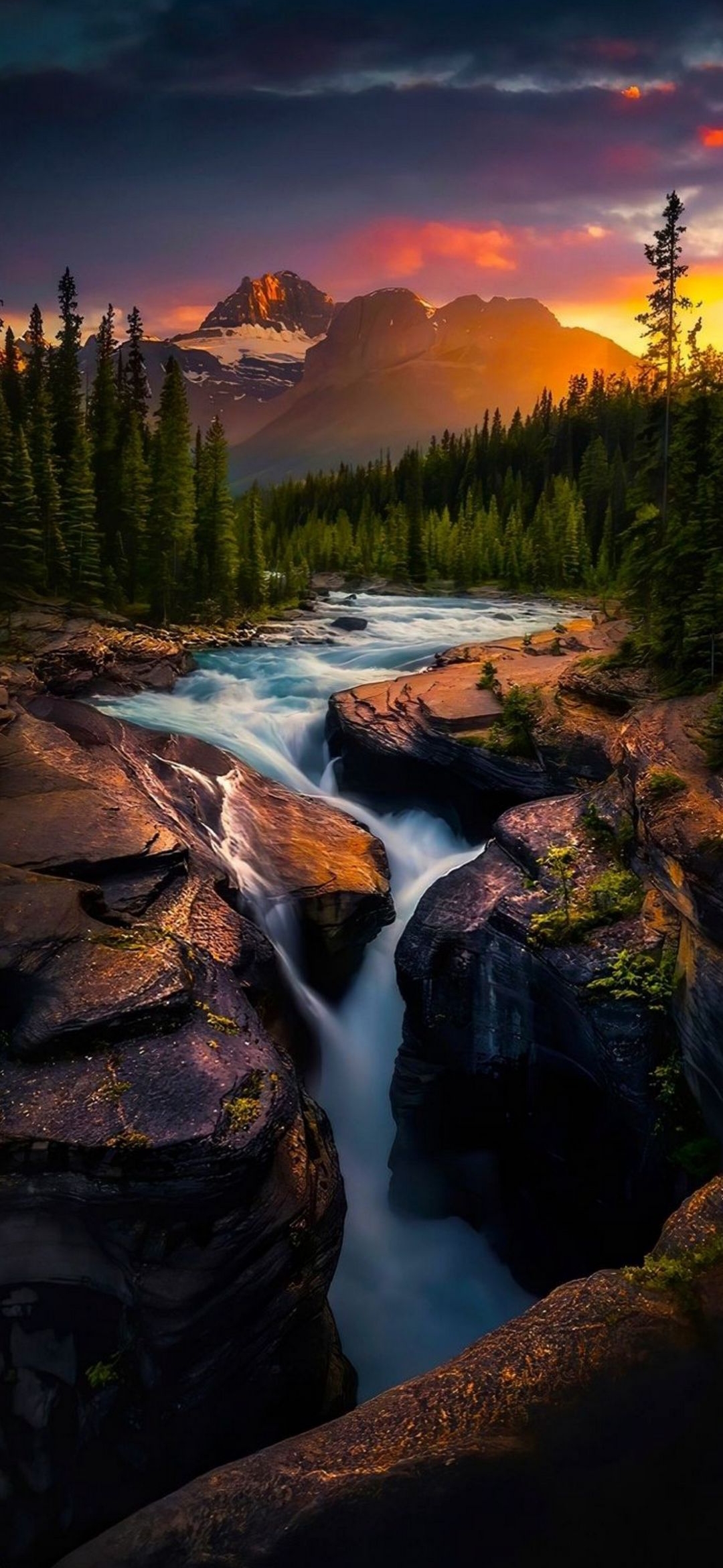 Mountain River Sunset - waterfall wallpaper for OpersCraft