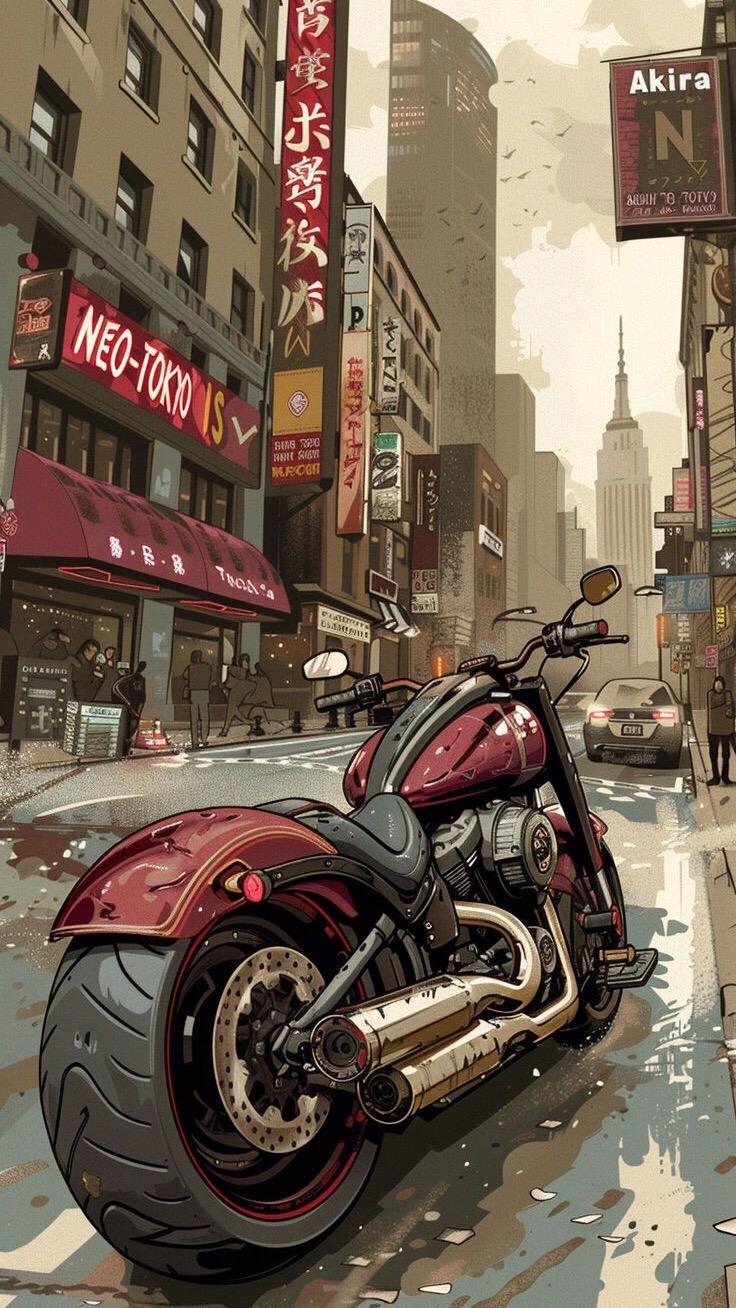 Neo-Tokyo Motorcycle Ride - motorcycle wallpaper for OpersCraft