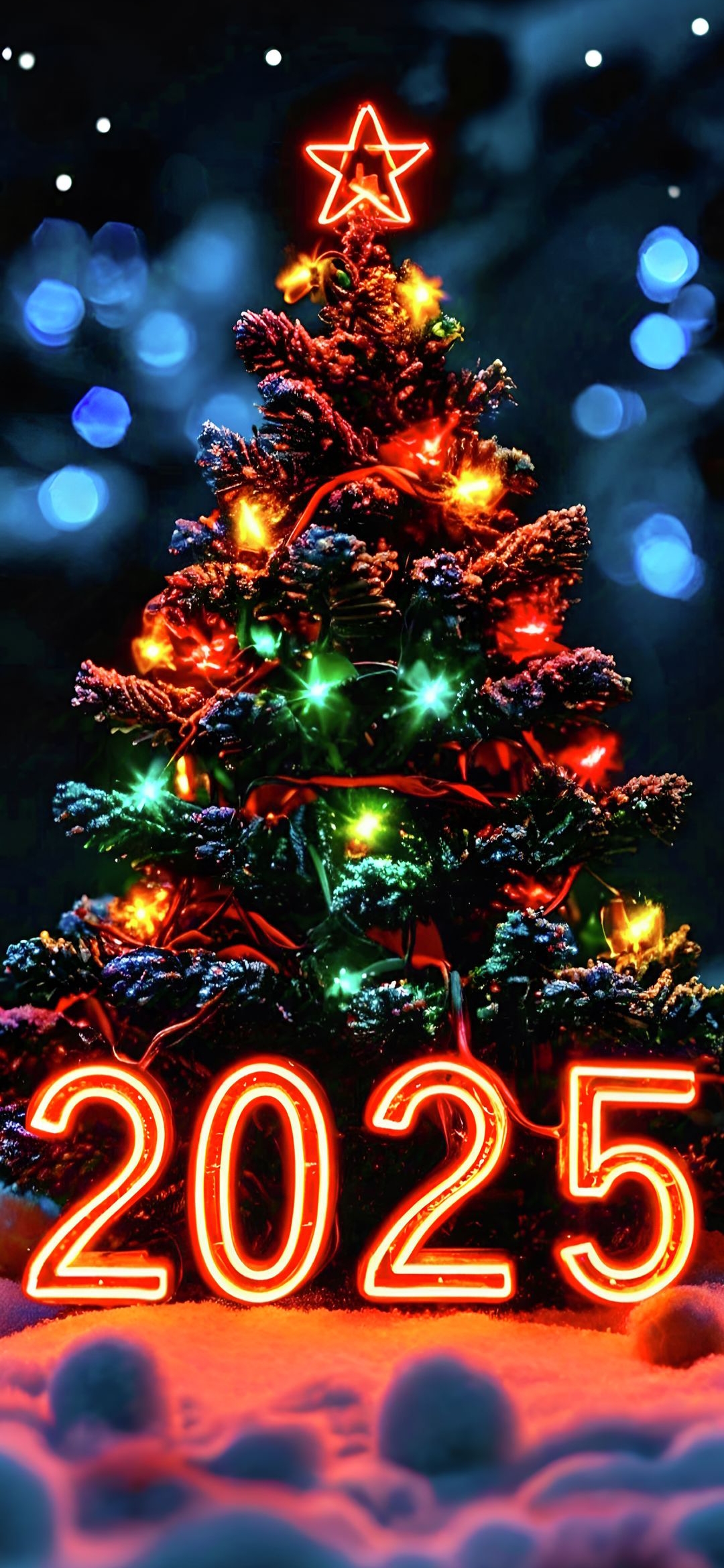 Neon 2025 Christmas Tree - christmas wallpaper for OpersCraft