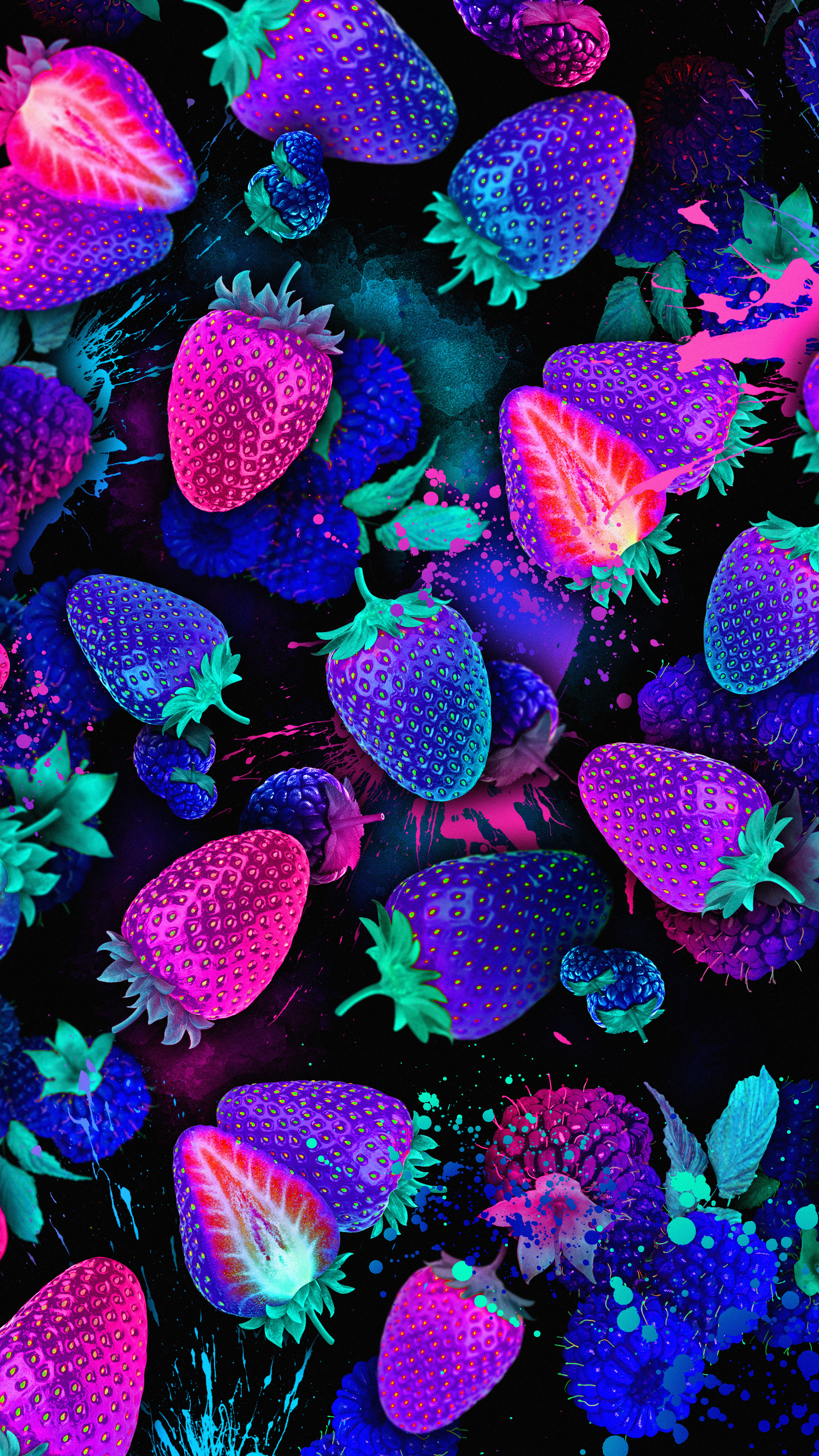 Neon Berry Splash Pattern - abstract wallpaper for OpersCraft