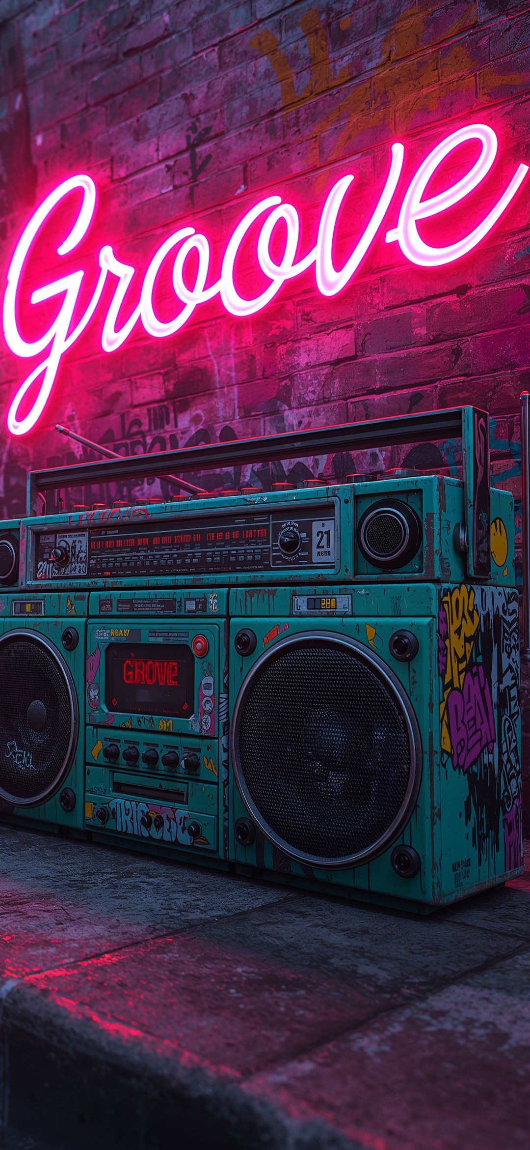 Neon Boombox Graffiti - graffiti wallpaper for OpersCraft