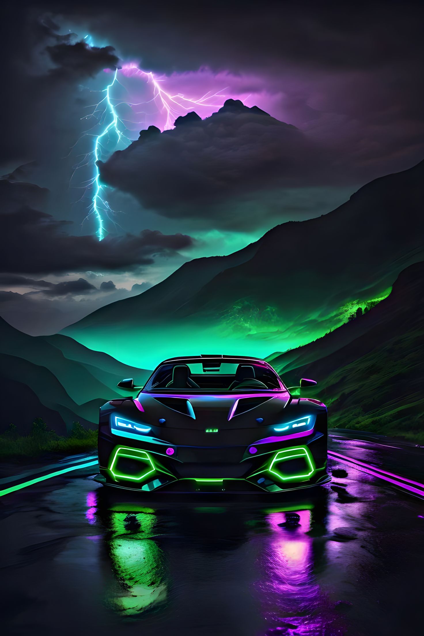 Neon Car Lightning Storm - cars wallpaper for OpersCraft