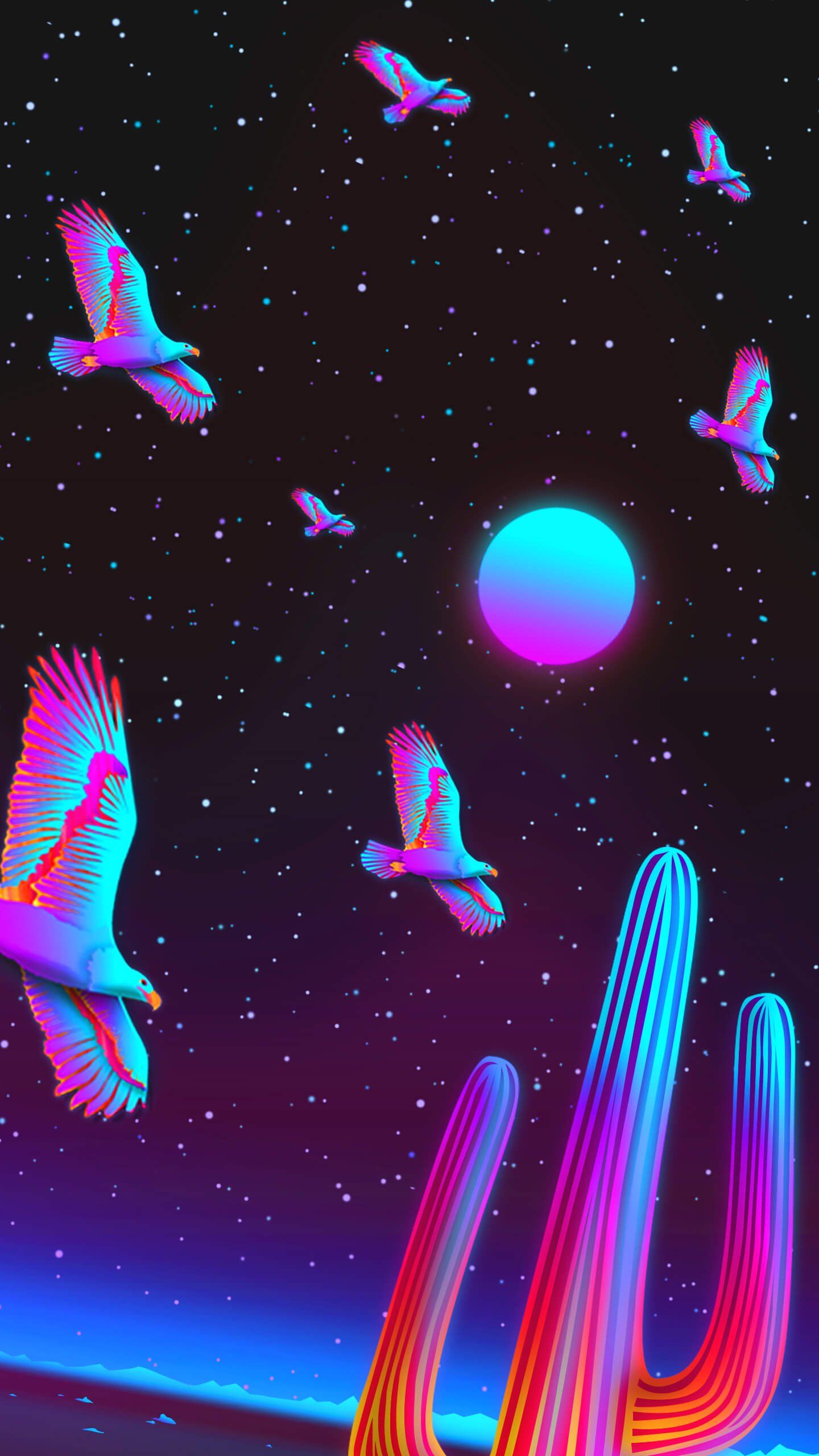 Neon Eagles Desert Night - neon wallpaper for OpersCraft