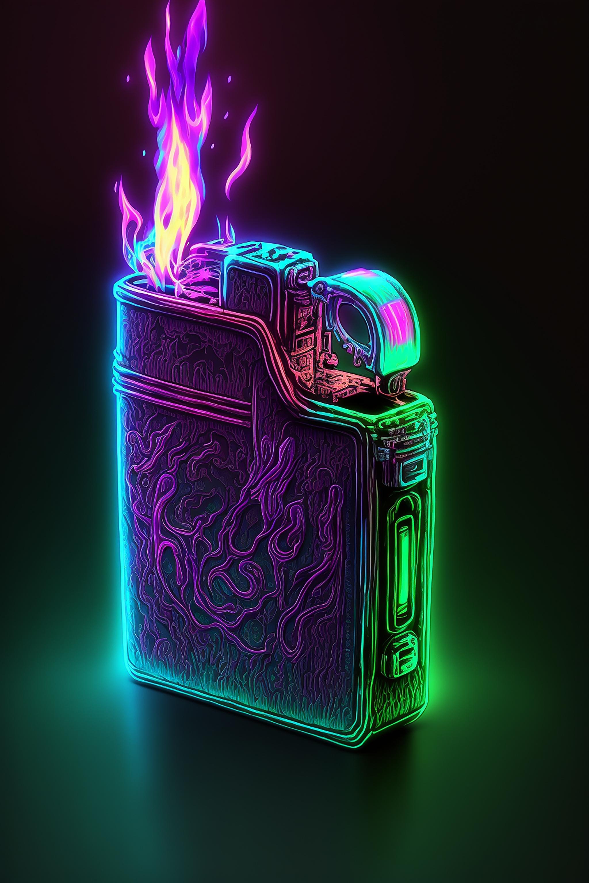 Neon Lighter Flame - neon wallpaper for OpersCraft