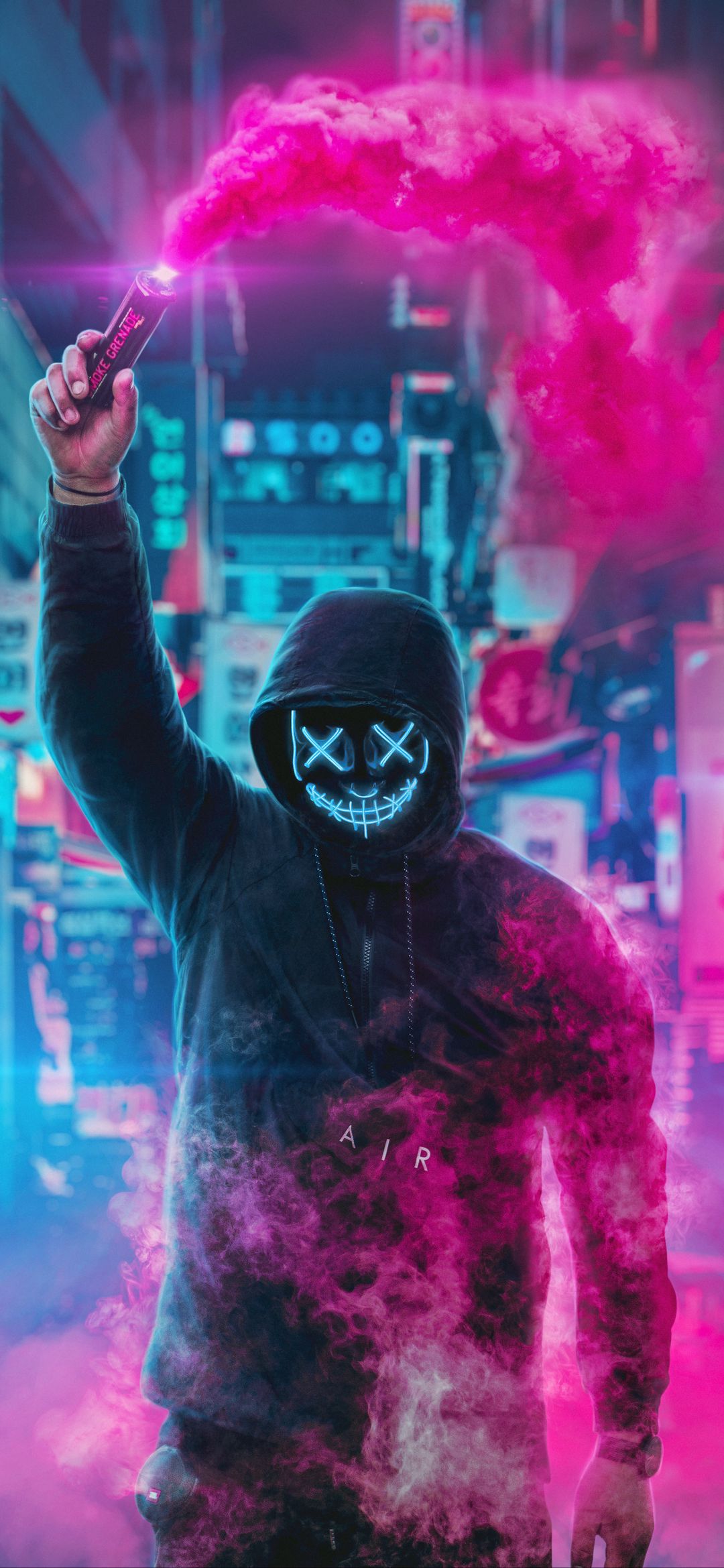 Neon Mask Smoke Grenade - cyberpunk wallpaper for OpersCraft