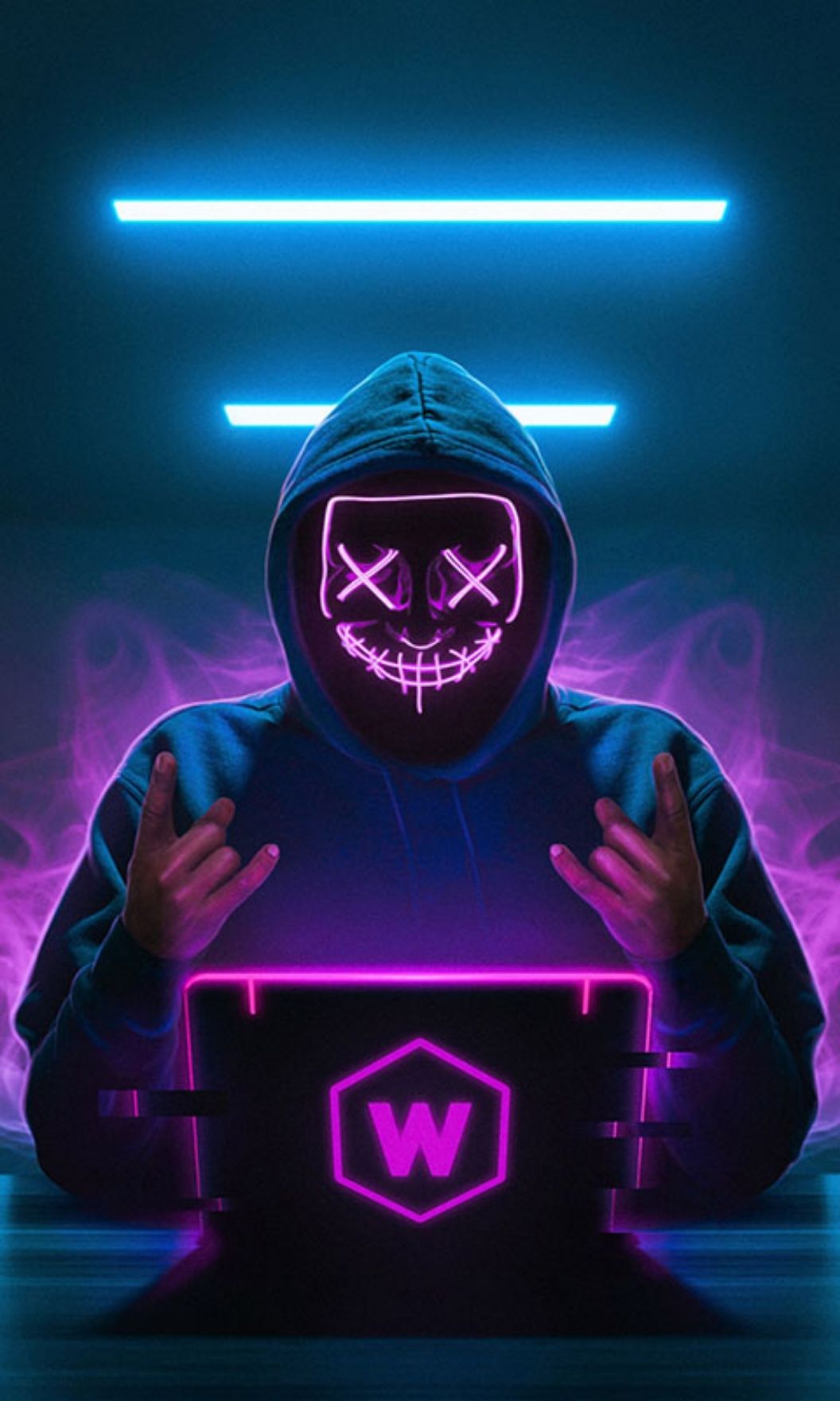 Neon Masked Hacker - hacker wallpaper for OpersCraft