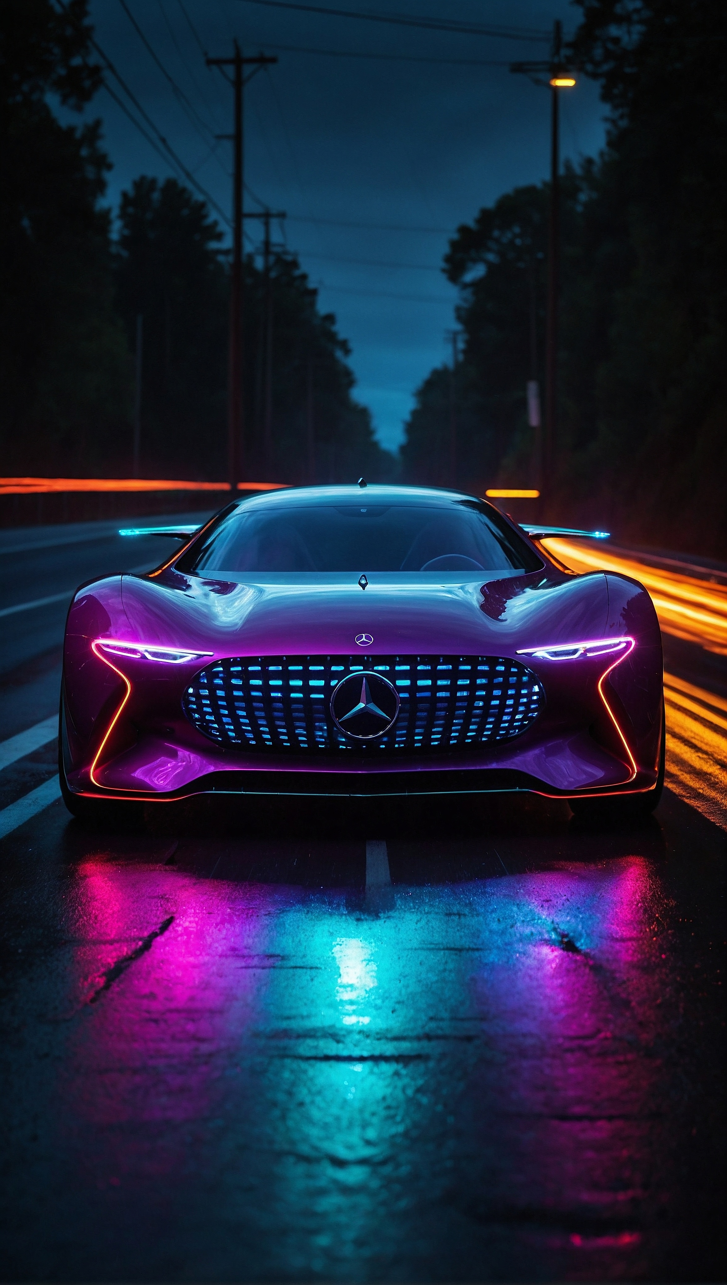 Neon Mercedes Night Drive - mercedes-benz wallpaper for OpersCraft