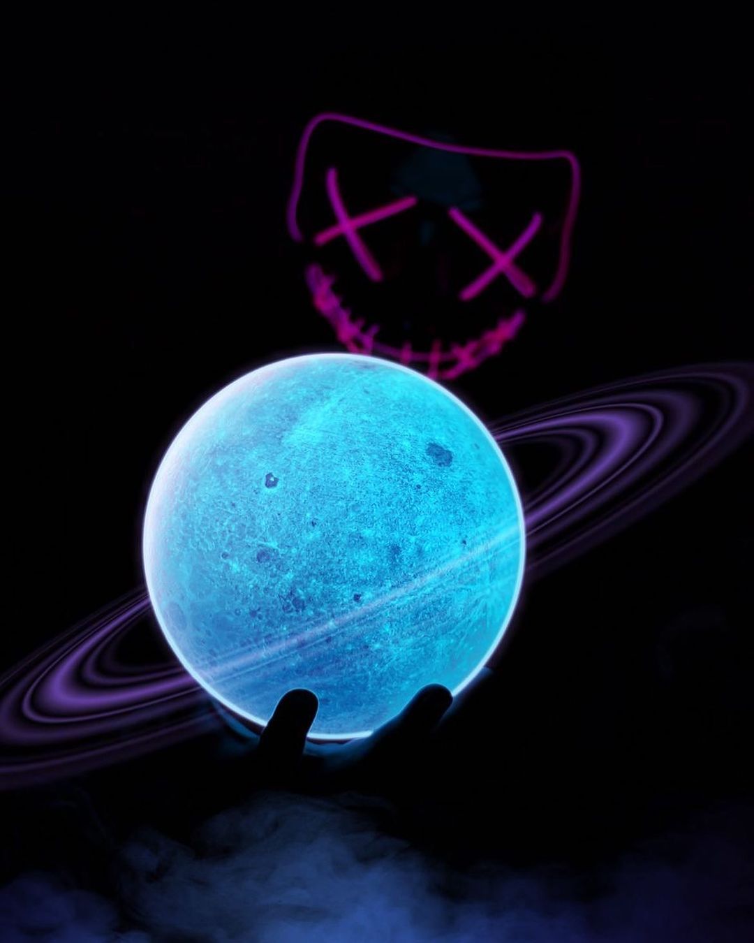 Neon Planet and Mask - abstract wallpaper for OpersCraft