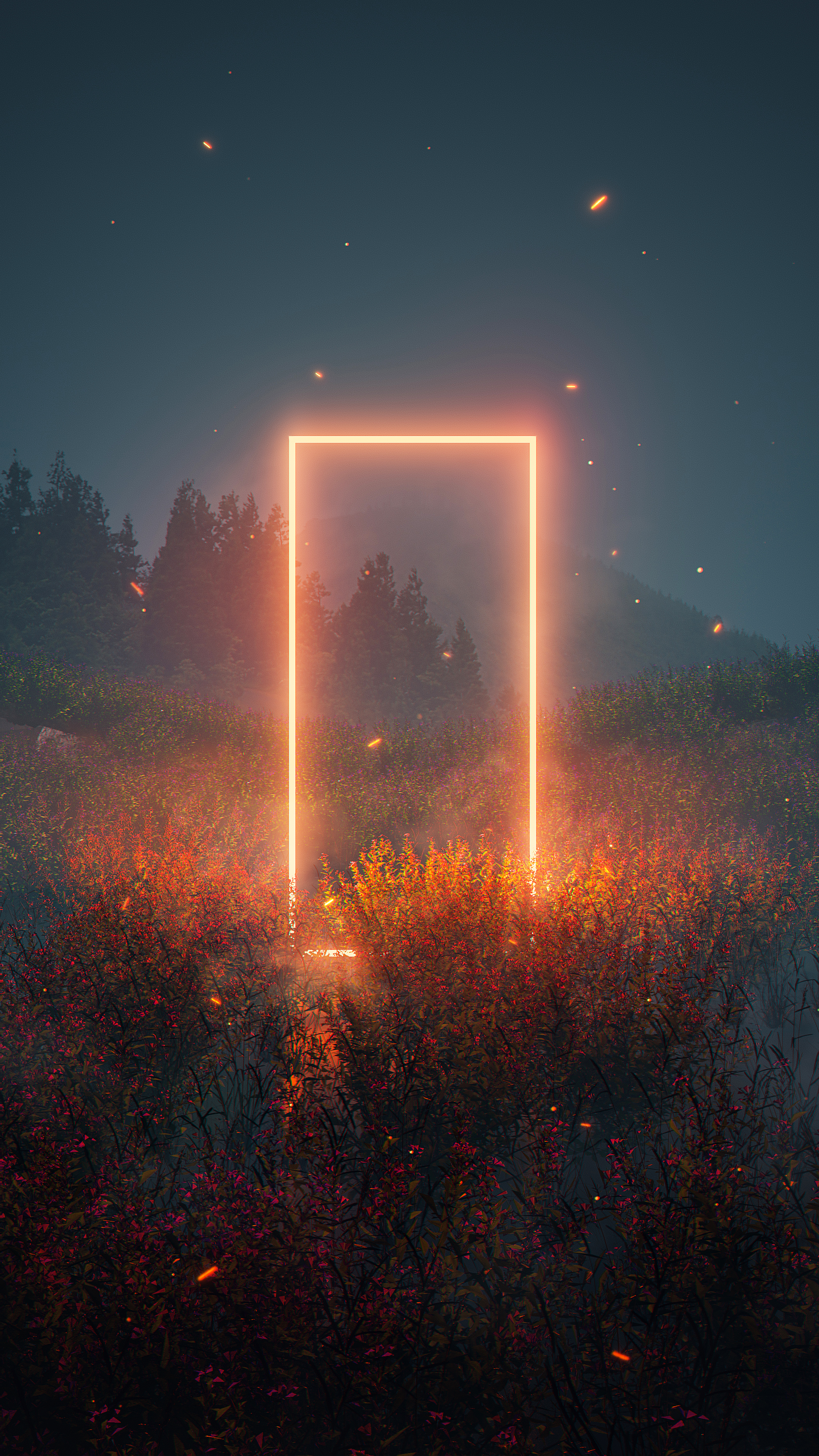Neon Portal in Nature - fantasy wallpaper for OpersCraft