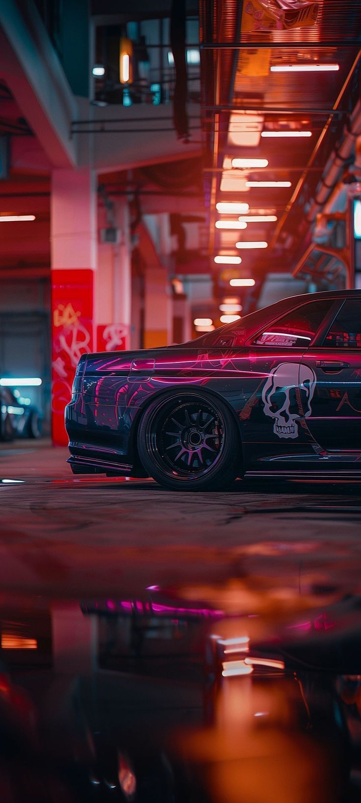 Neon Skull Car - cyberpunk wallpaper for OpersCraft
