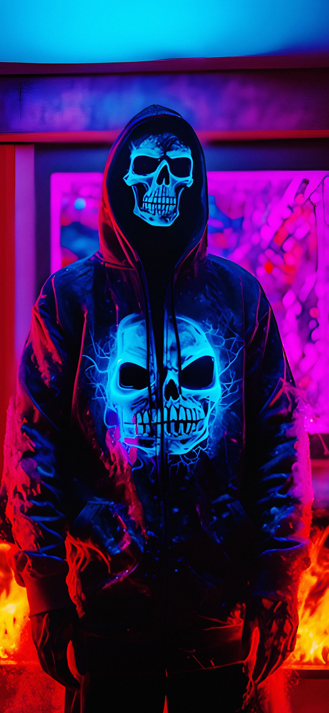Neon Skull Hoodie - skull wallpaper for OpersCraft