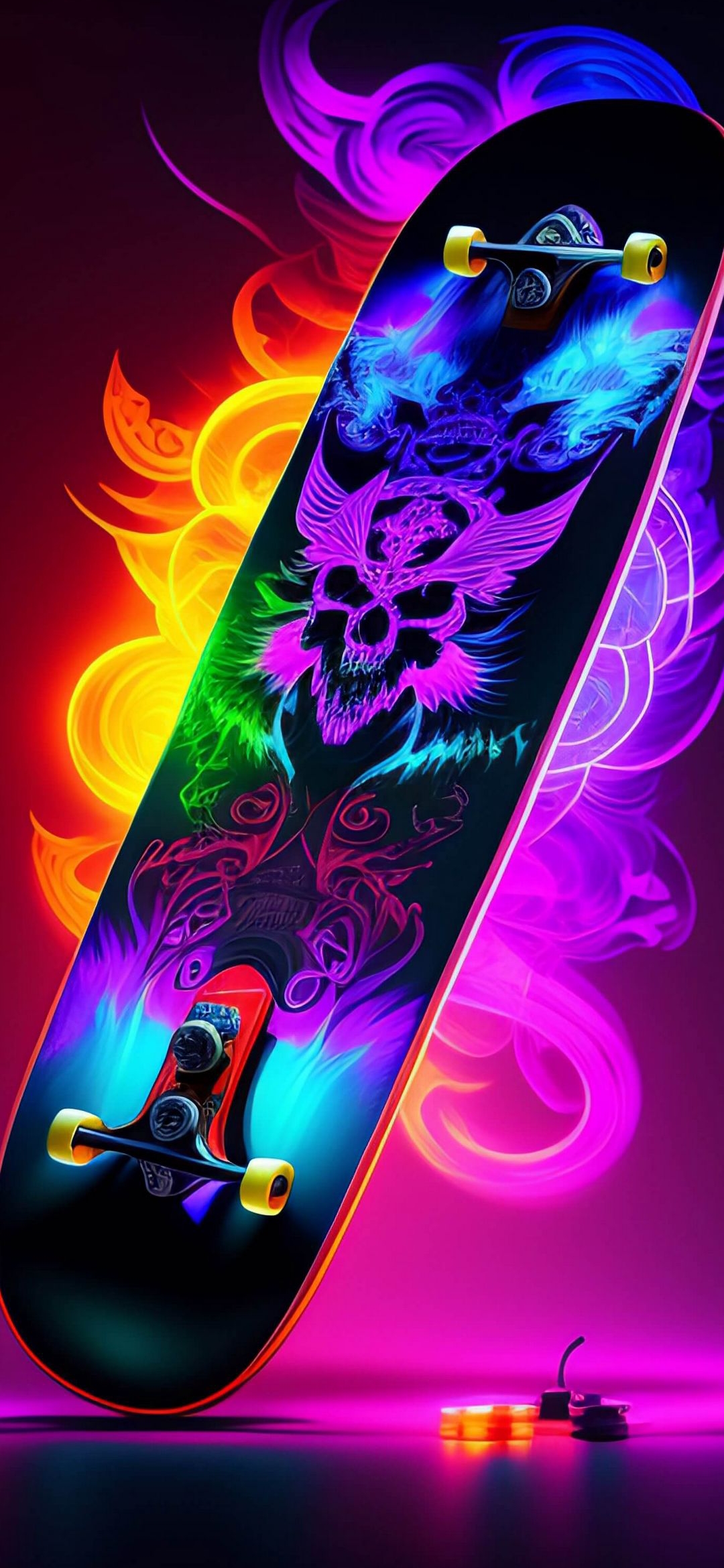 Neon Skull Skateboard Art - skateboard wallpaper for OpersCraft