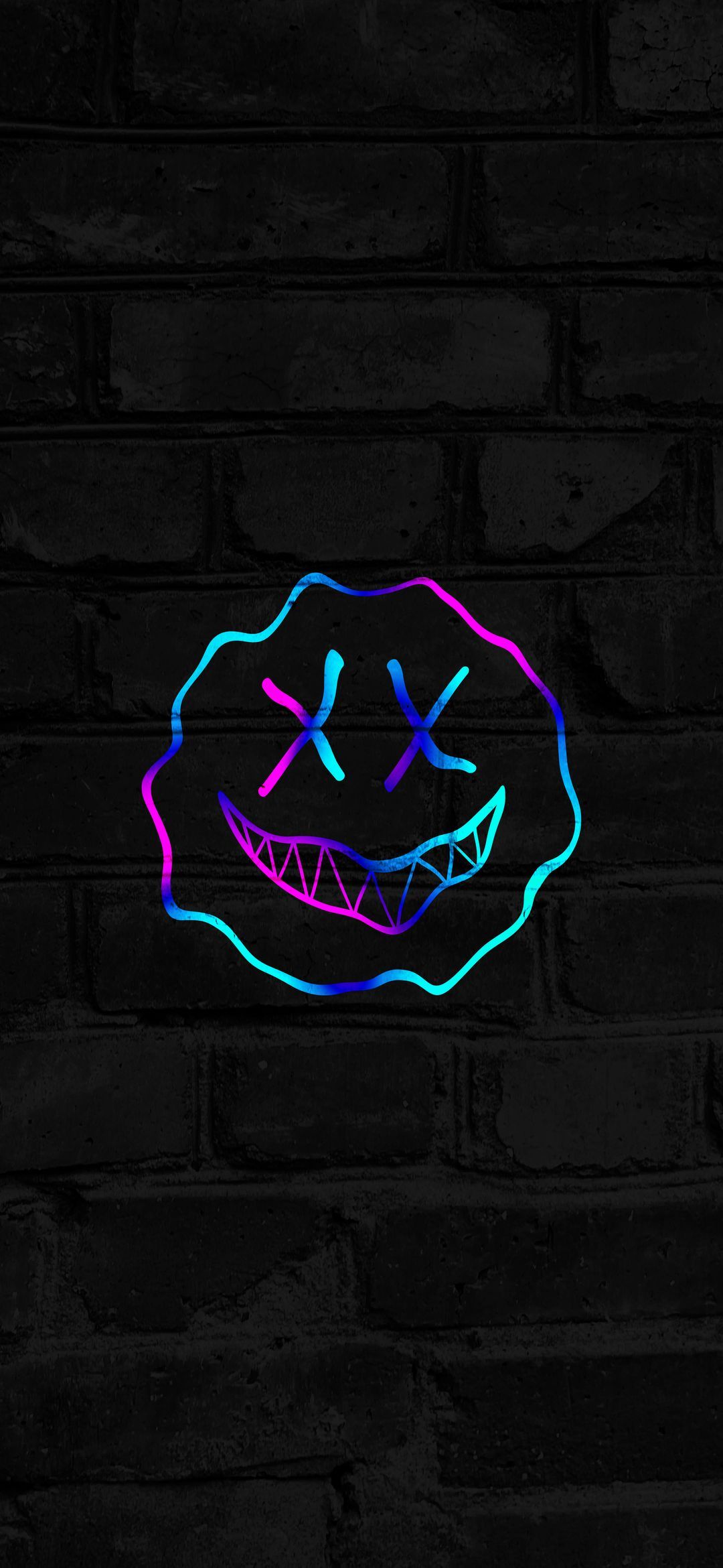 Neon Smiley Brick Wall - abstract wallpaper for OpersCraft