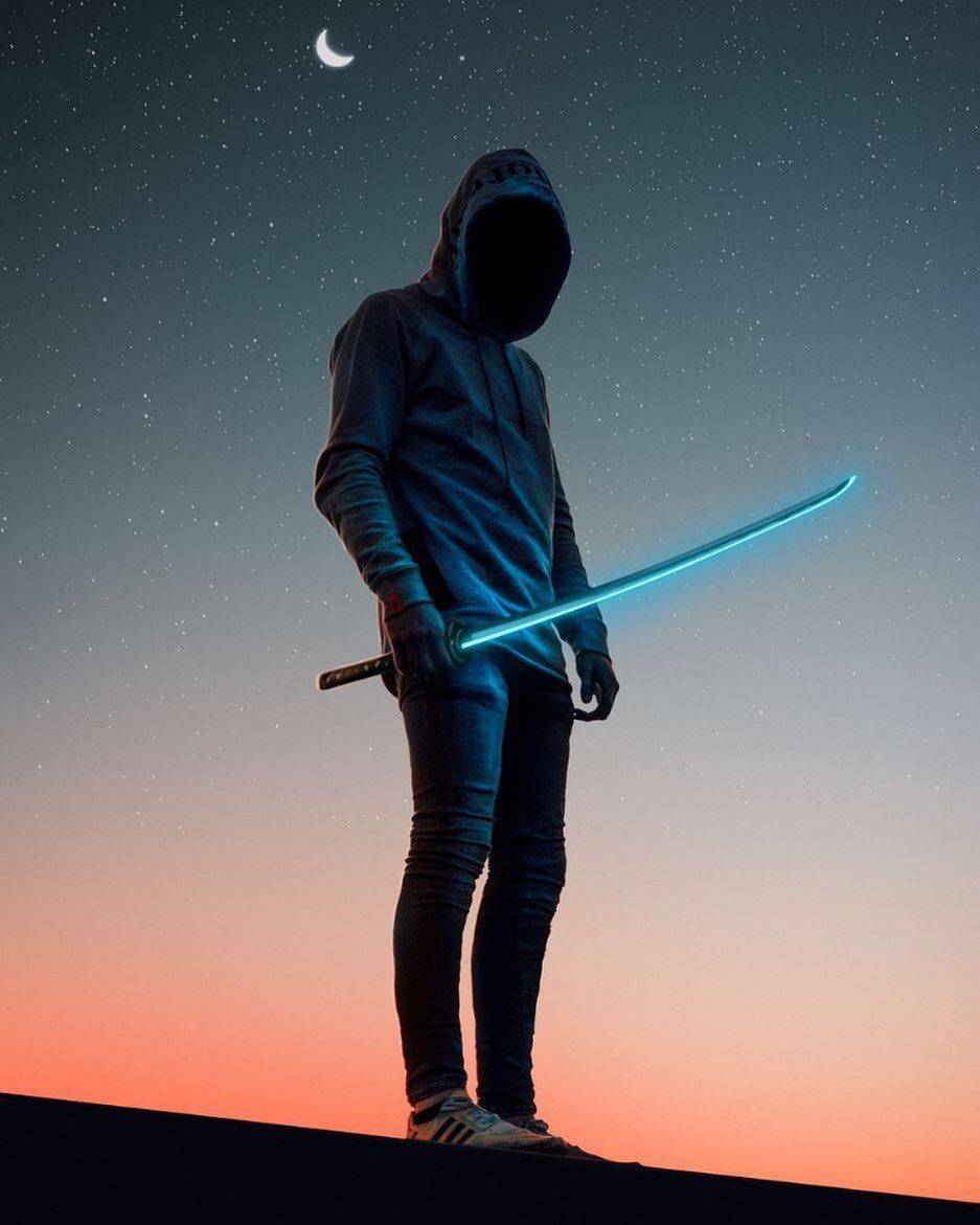 Neon Sword Silhouette - fantasy wallpaper for OpersCraft