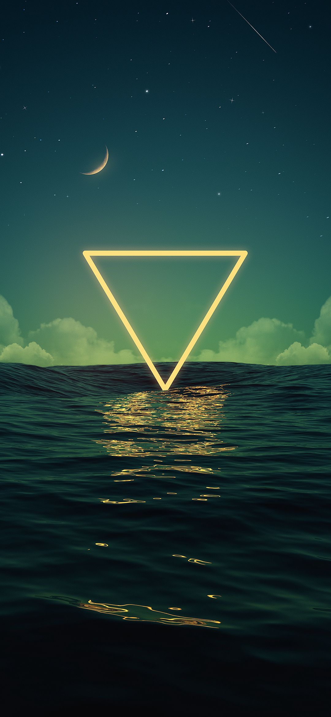 Neon Triangle Ocean Night - abstract wallpaper for OpersCraft