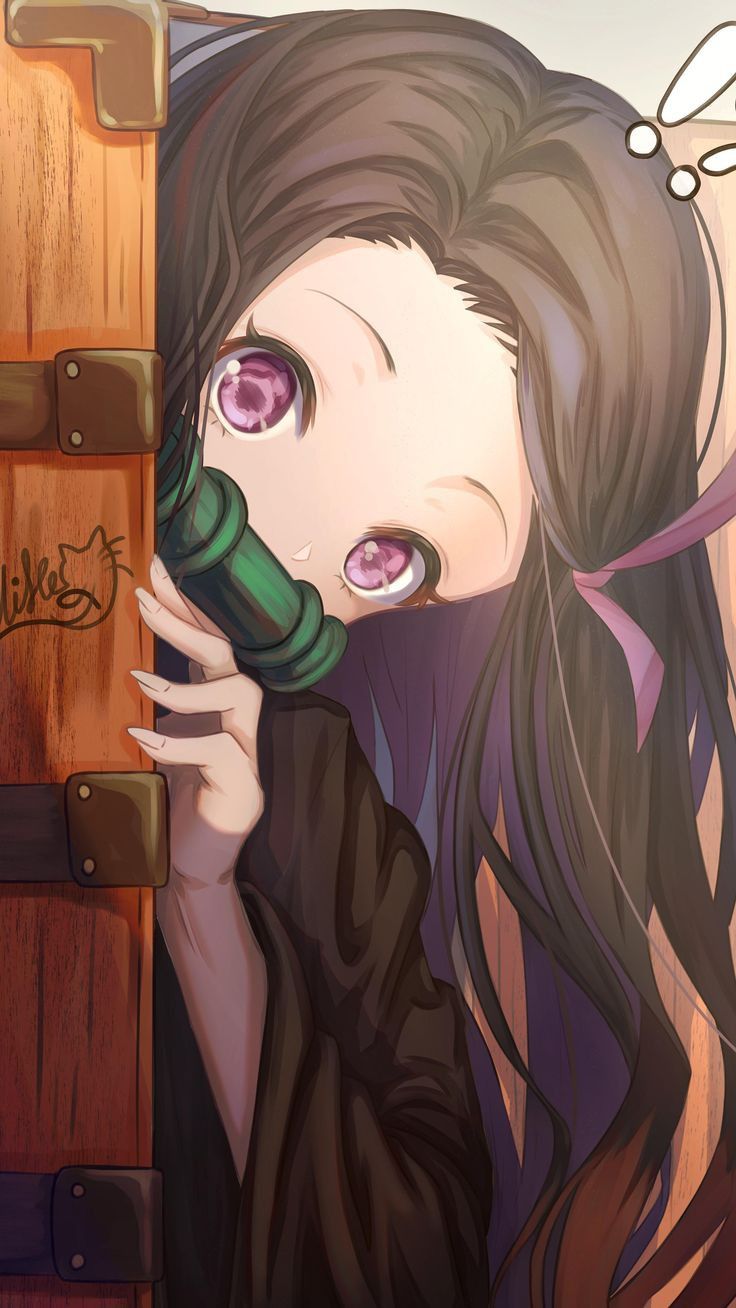 Nezuko Behind the Door - anime wallpaper for OpersCraft