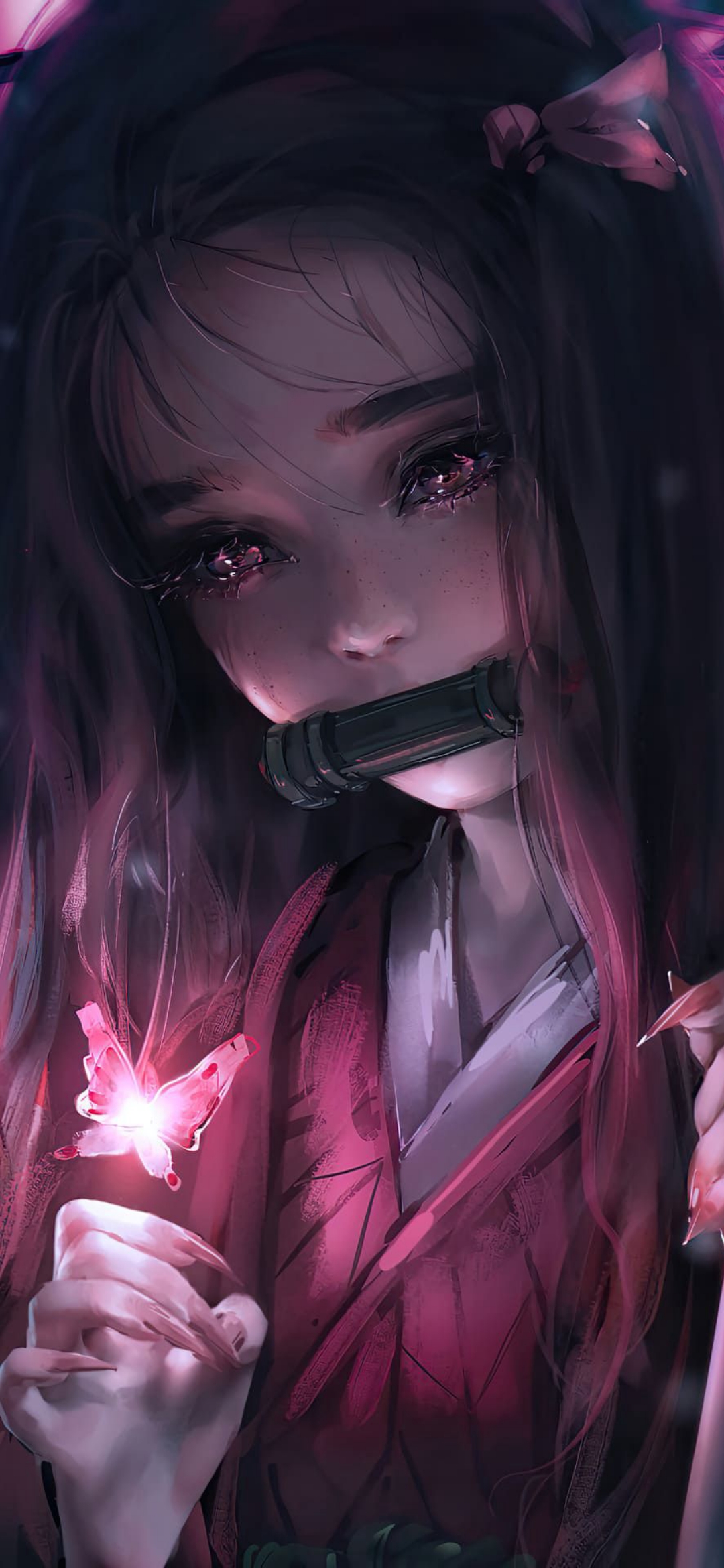 Nezuko's Glowing Butterfly - naruto wallpaper for OpersCraft