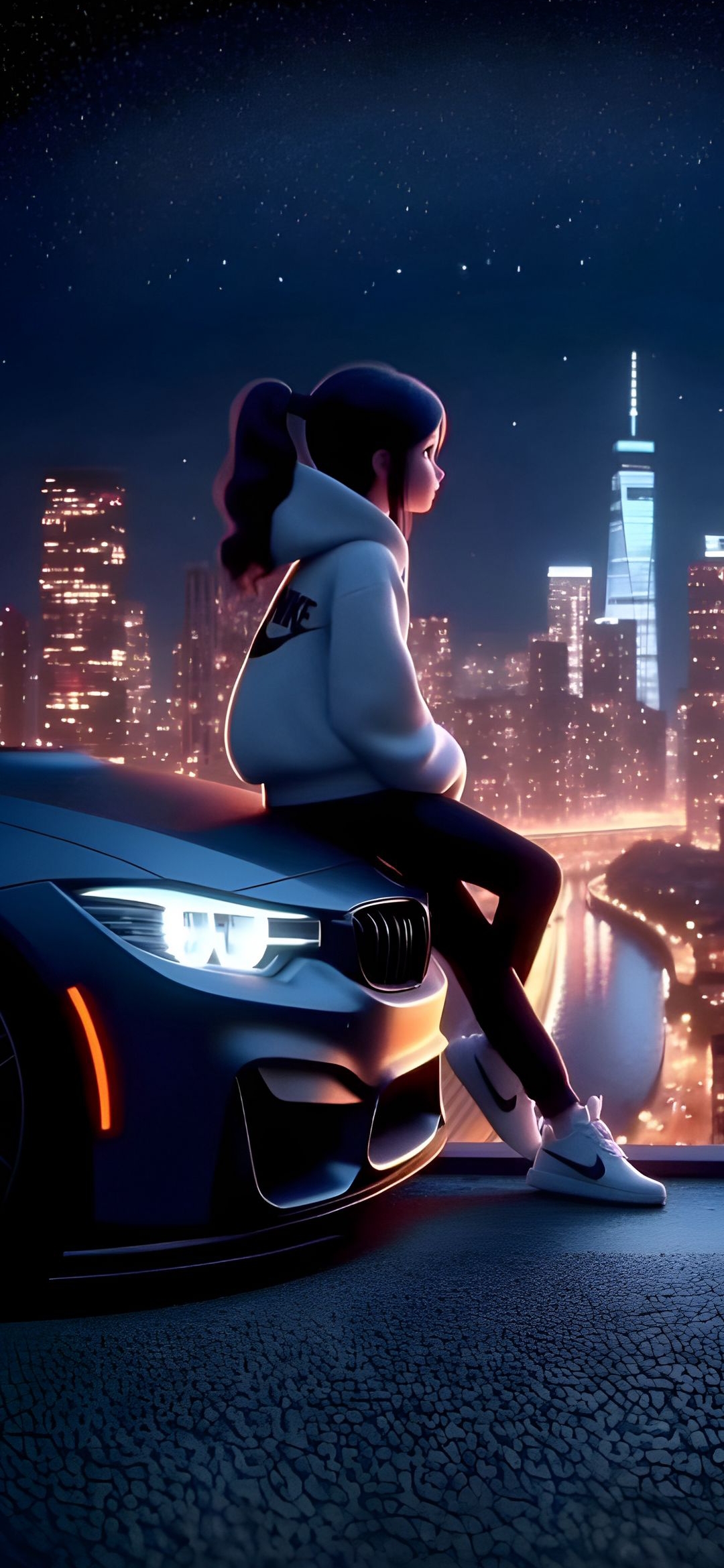 Night City Girl View - nike wallpaper for OpersCraft