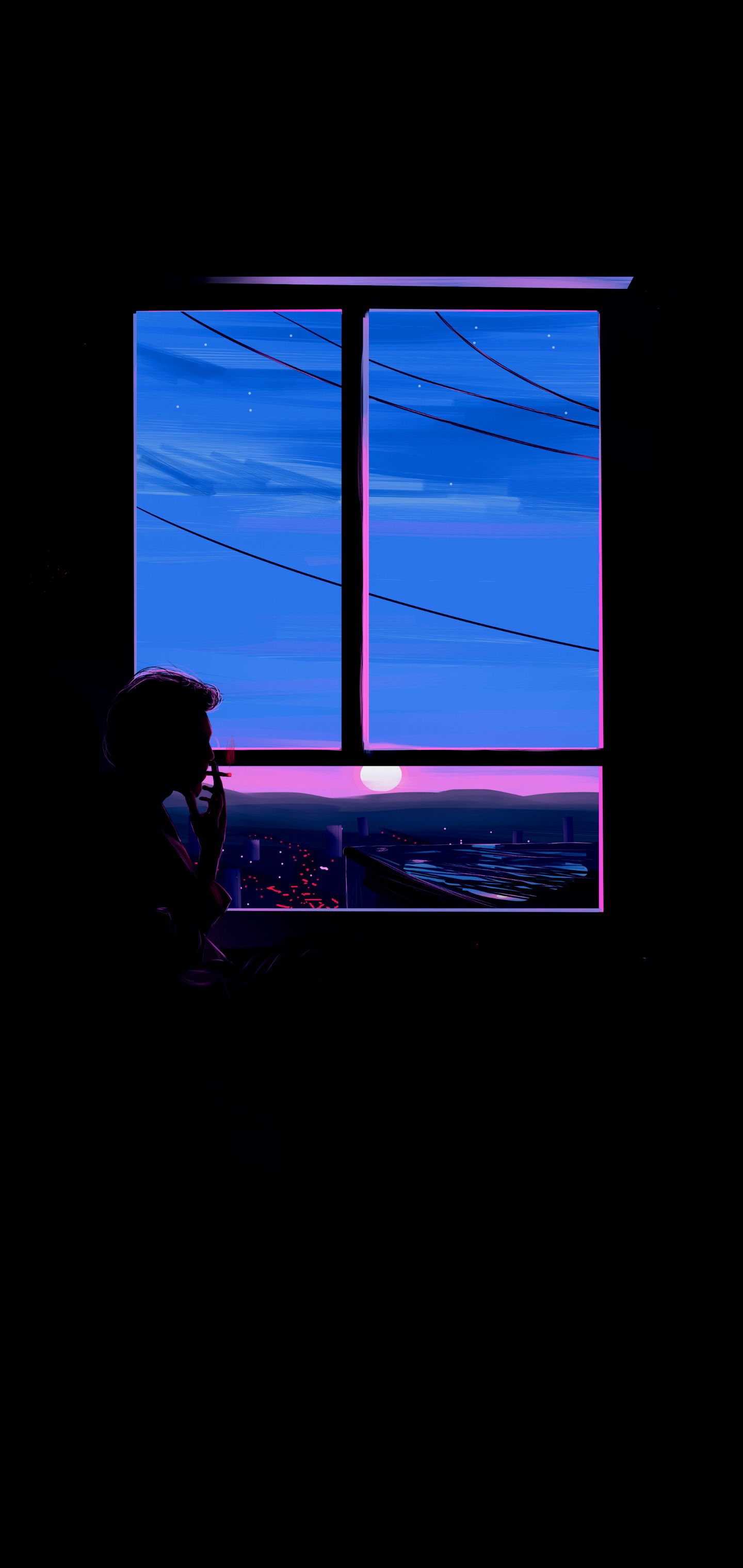 Night Window Silhouette - illustration wallpaper for OpersCraft