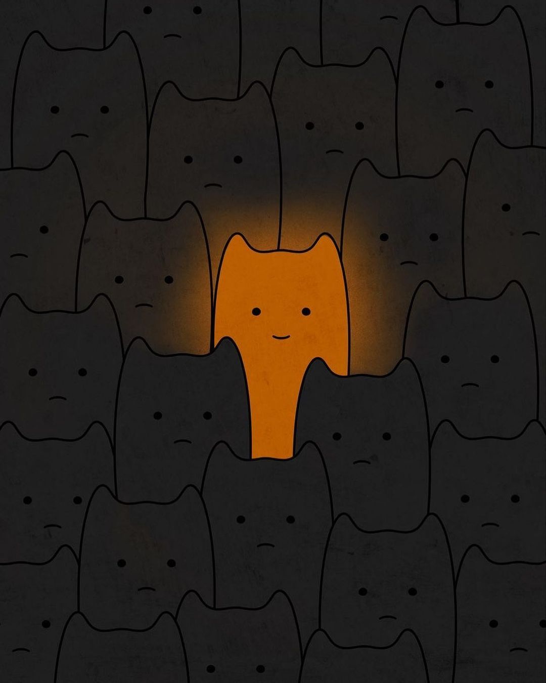 Orange Cat Among Black - cat wallpaper for OpersCraft