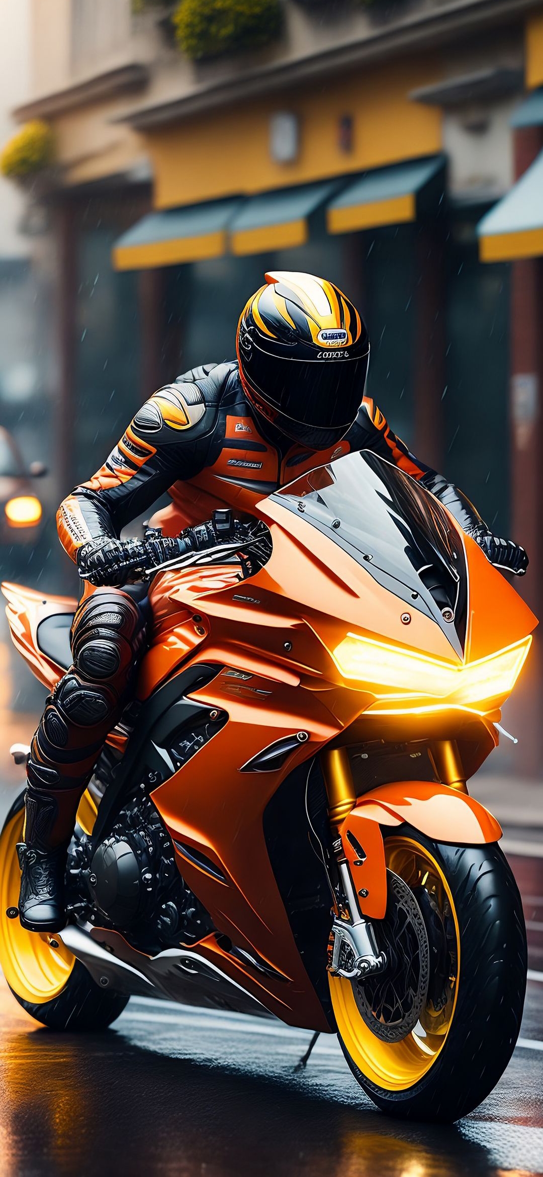Orange Motorcycle Rider - motorcycle wallpaper for OpersCraft