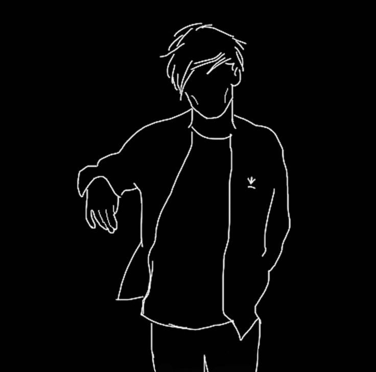 Outline Boy Leaning - line art wallpaper for OpersCraft