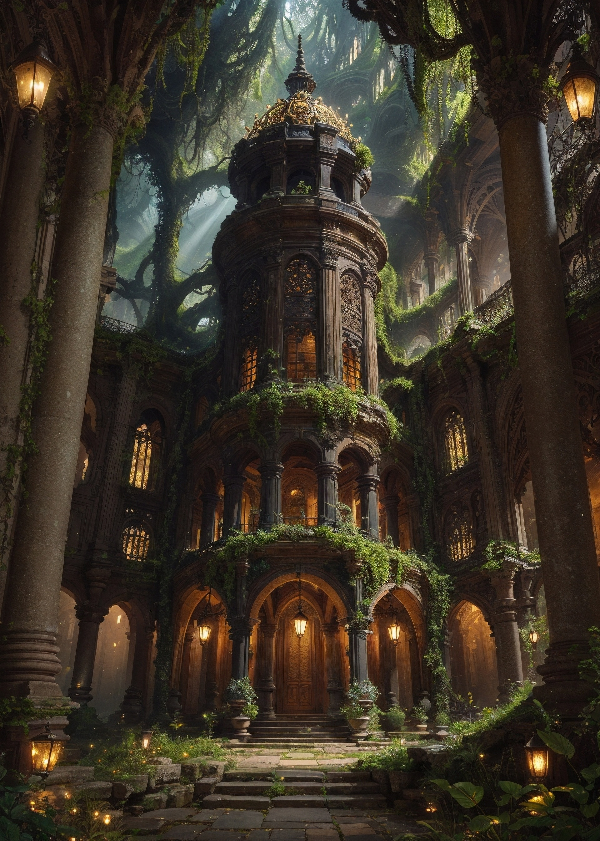 Overgrown Ancient Tower - fantasy wallpaper for OpersCraft