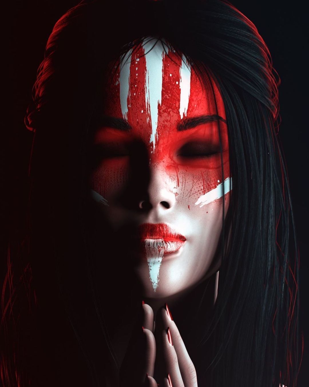 Painted Warrior Woman - girl wallpaper for OpersCraft