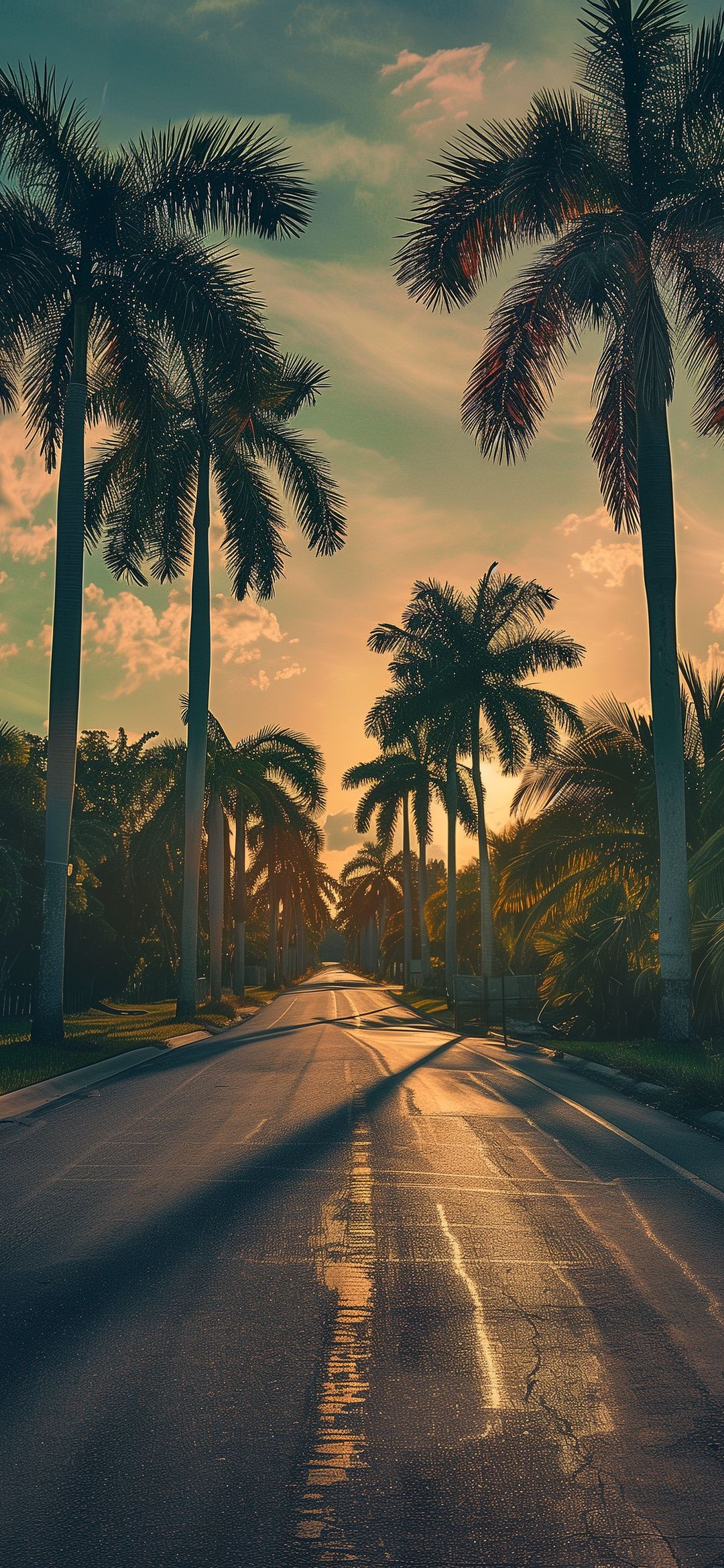 Palm Tree Sunset Road - tropical wallpaper for OpersCraft