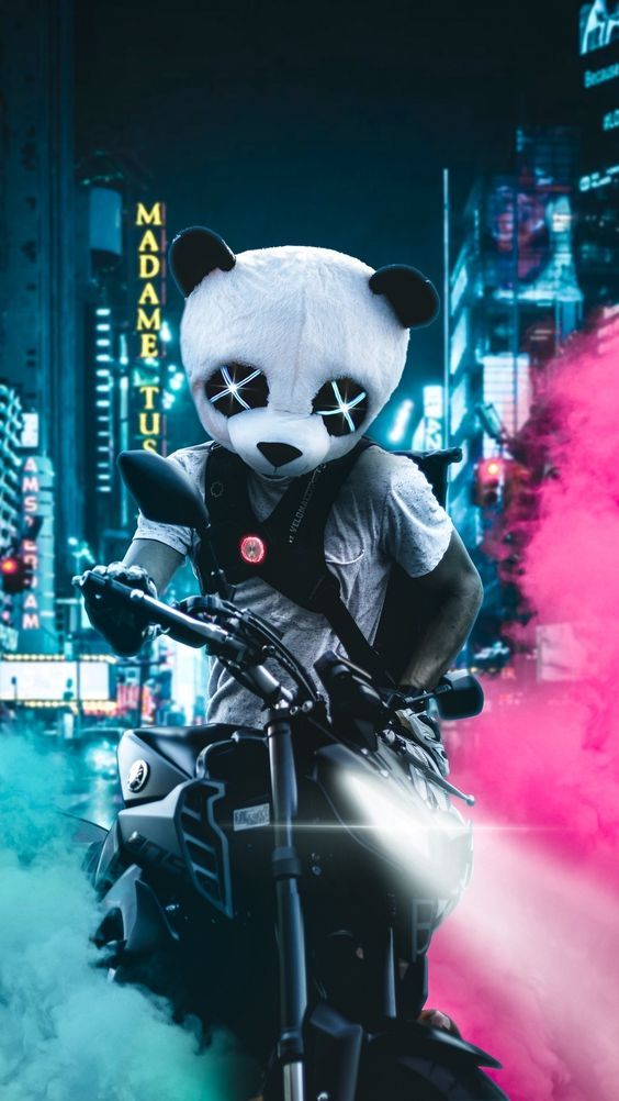 Panda Rider in City - motorcycle wallpaper for OpersCraft